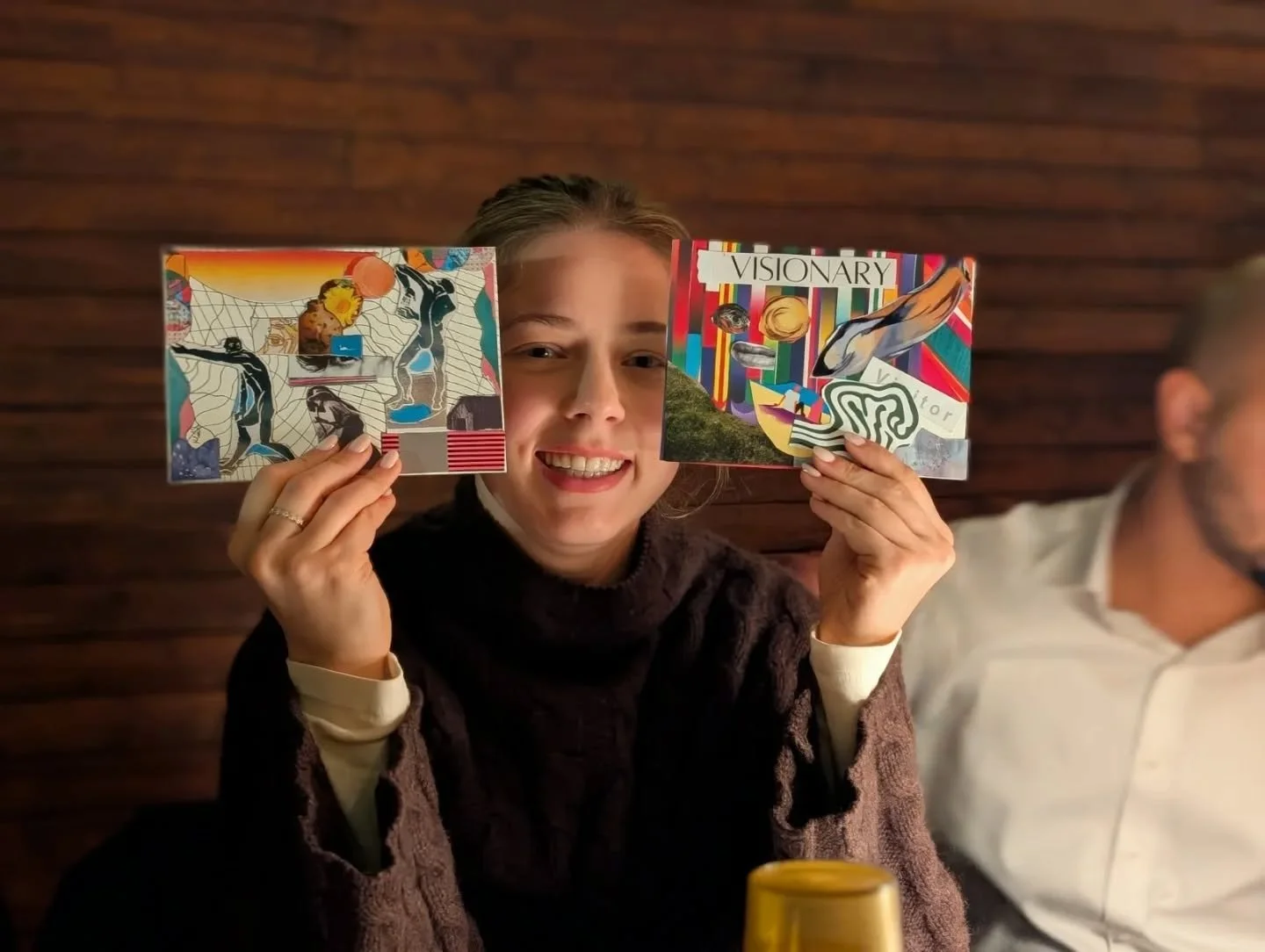 Another cozy collaging evening, celebrating the beginning of spring in the east at the height of winter here in the west. We're hoping the month of Sh'vat will carry us through the upcoming snowstorm and gently bring in the buds to see(d) us into a s