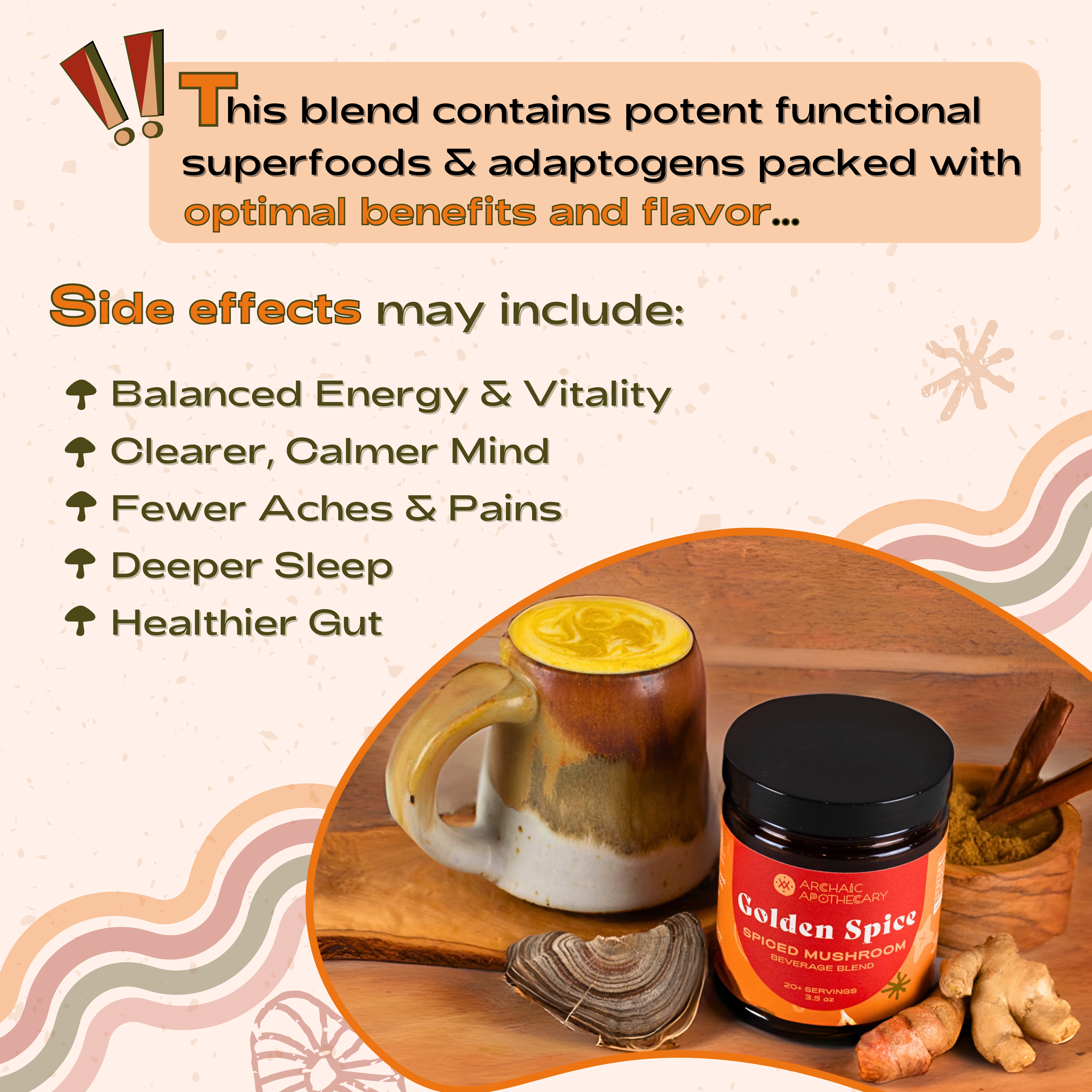Golden Spice Turmeric Turkey Tail Mushroom Wild Foraged goldenmilk golden milk turmeric latte with ginger