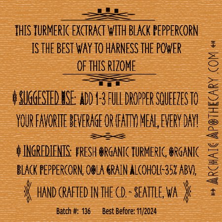 Turmeric Extract Tincture Back Label