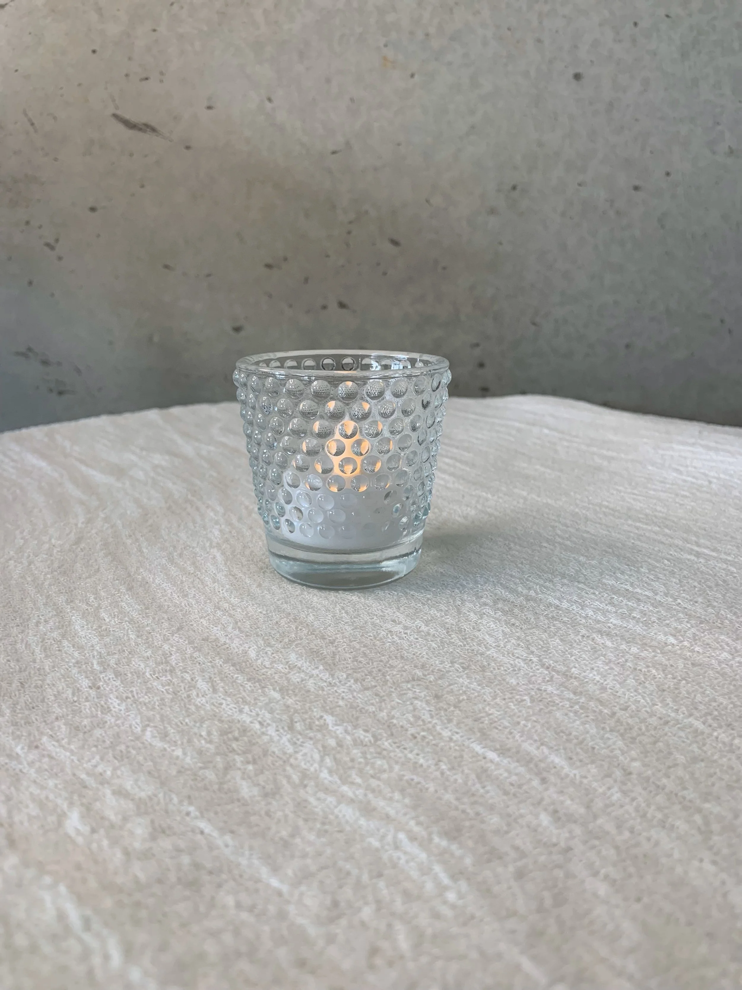 Clear Hobnail Tealight Holder