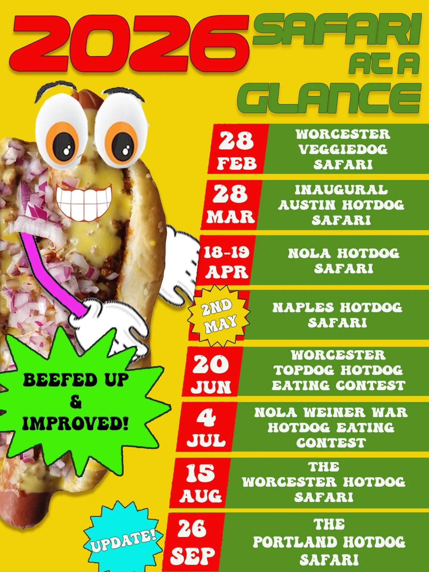 Sometimes we make mistakes and sometimes we overcorrect by ADDING A SAFARI DATE! You have got one hell of a hotdog year ahead of you!