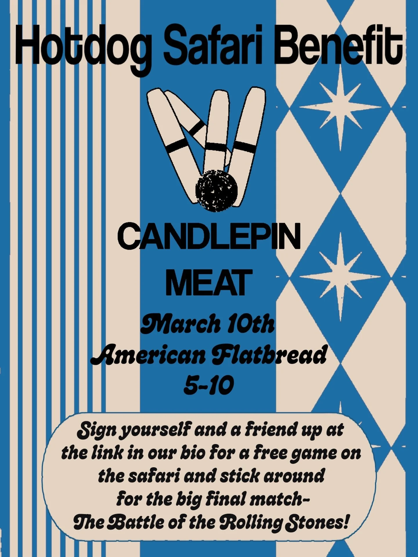 Do you have a heated rivalry you need to settle with a game of candlepin? SETTLE IT ON US! Sign yourself and a friend up at the link in our bio for a free game of bowling on the Safari, March 10th at @americanflatbreadworcester ! And stick around for