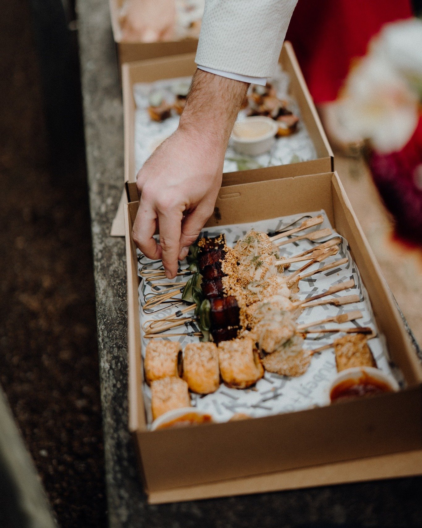we'll make sure you don't miss out on anything with boxes of nibbles to accompany you through your photo sessions - it's your special day after all!

Photo by @shawnandmavis_weddings