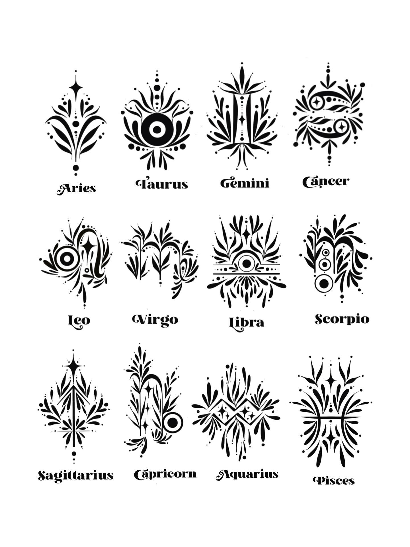 I made this fun ornamental astrological symbol flash ✨  each will go for $100 and will be 2in in size. Send me a DM if you are interested!
.
.
.
.
.
.
#tattoos #tattooideas #ornamentaltattoos #ornamentaltattoo