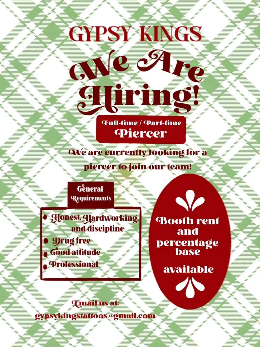 Hello all we are hiring!
.
.
.
.
#tattooartist #piercer #piercing jewelery #gage #daith #fypシ❤️💞❤️