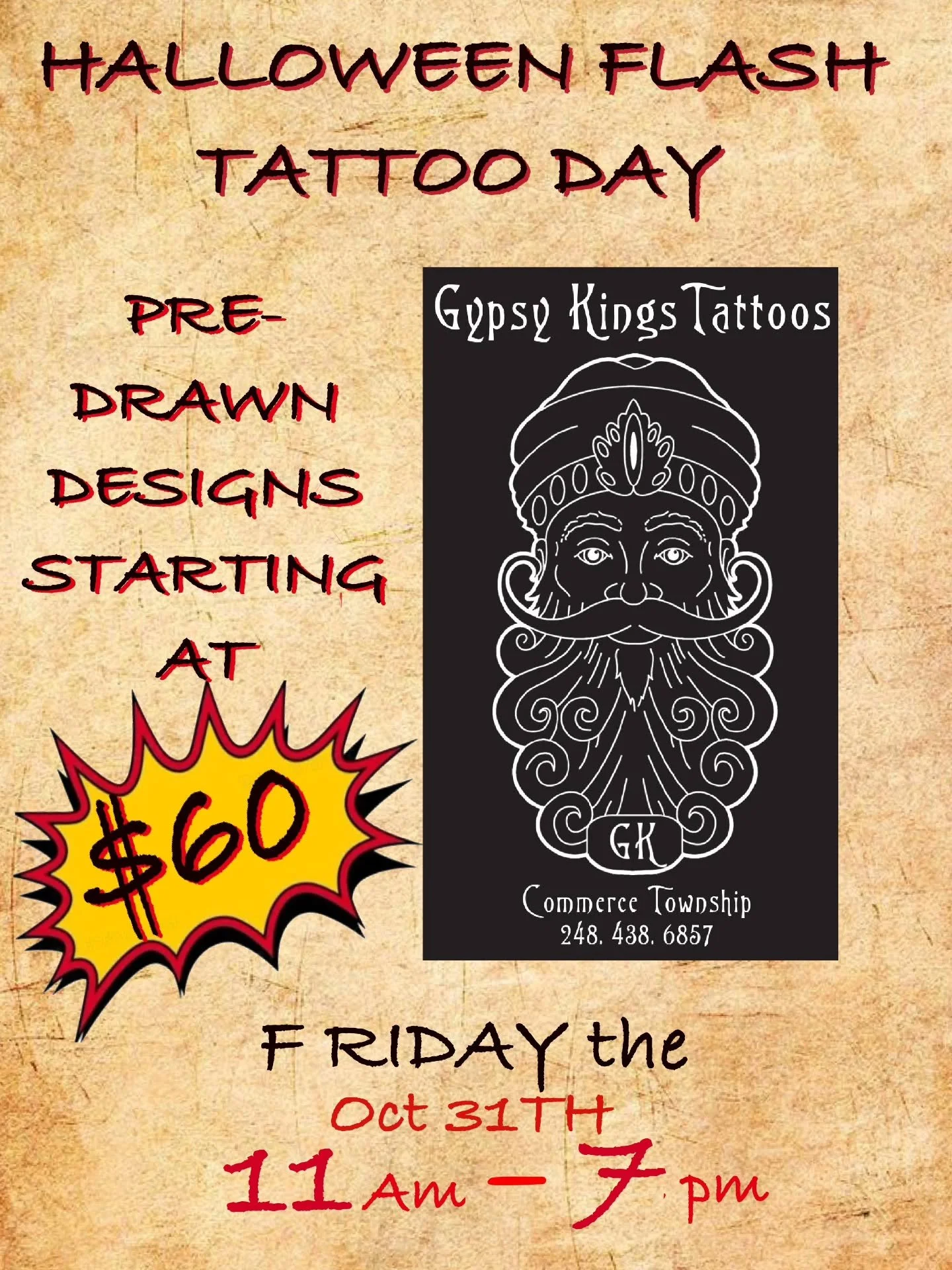 Come hang with us on Friday the Oct. 31th ! We&rsquo;ll have two artists  @artistw1 (Wen) and @pounceink (Erin) available all day for flash tattoos! Our artists will post their available designs as they finish them up and we&rsquo;ll share them here 