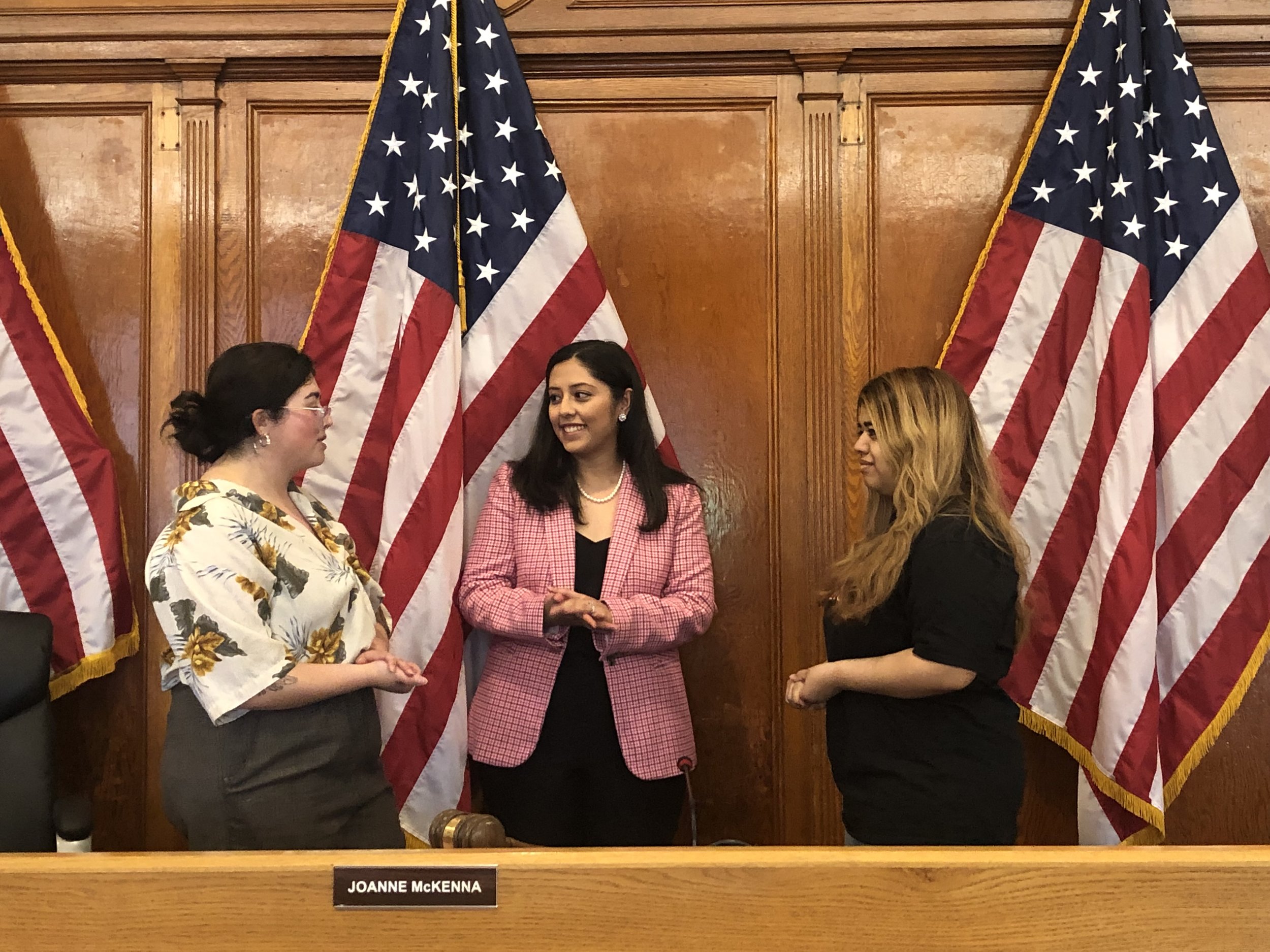 Jacqueline engages in a dynamic discussion with young Revere leaders and former mentees at her inauguration as they share their top concerns and ideas for the school district.