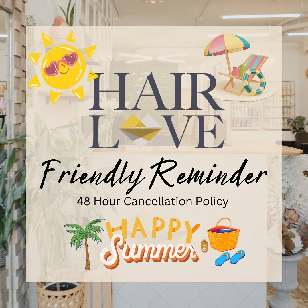 Communication is Key 🔑 

We understand that things come up during the summer and we all want to enjoy as much as the sun as we possibly can. If you need to cancel your appointments, a friendly reminder to please cancel 48 hours before the scheduled 