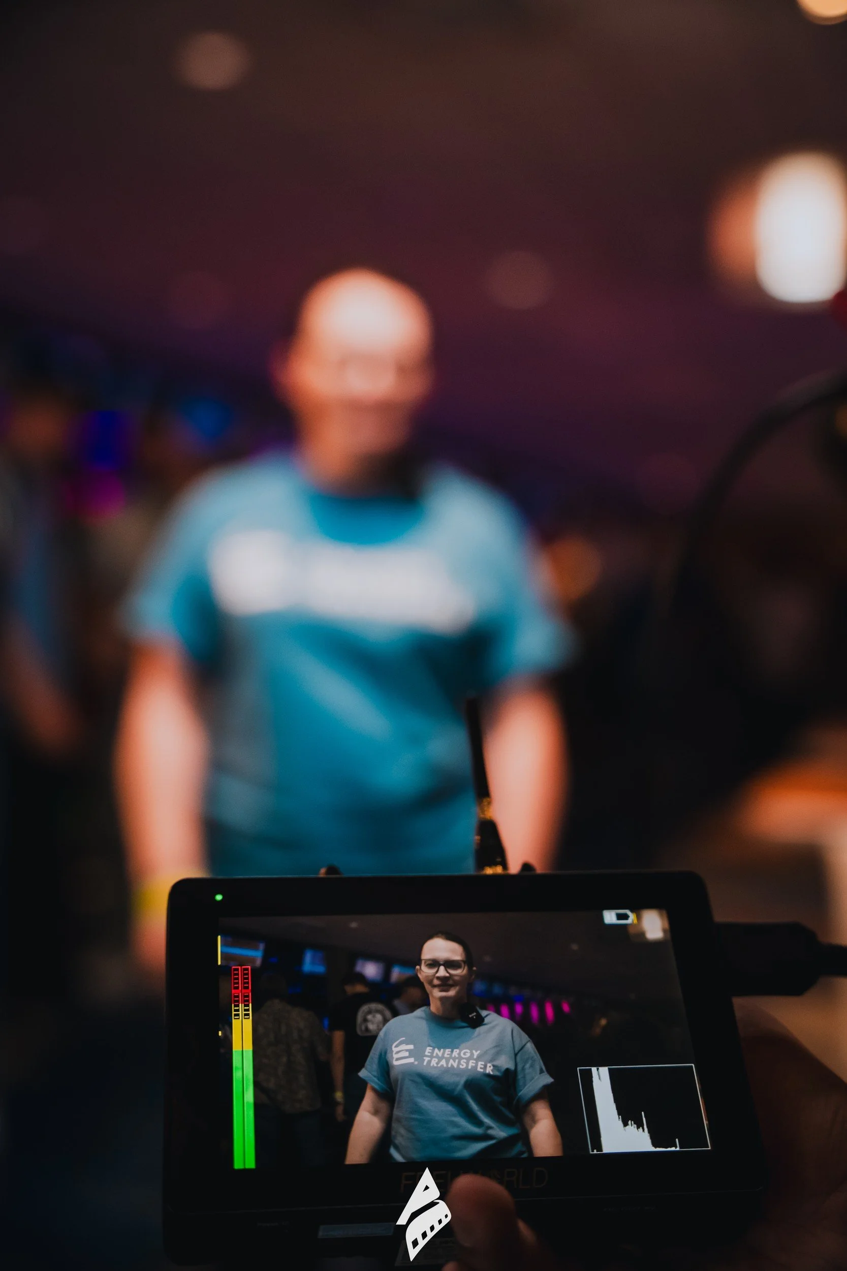 Camera-screen detail during event coverage.