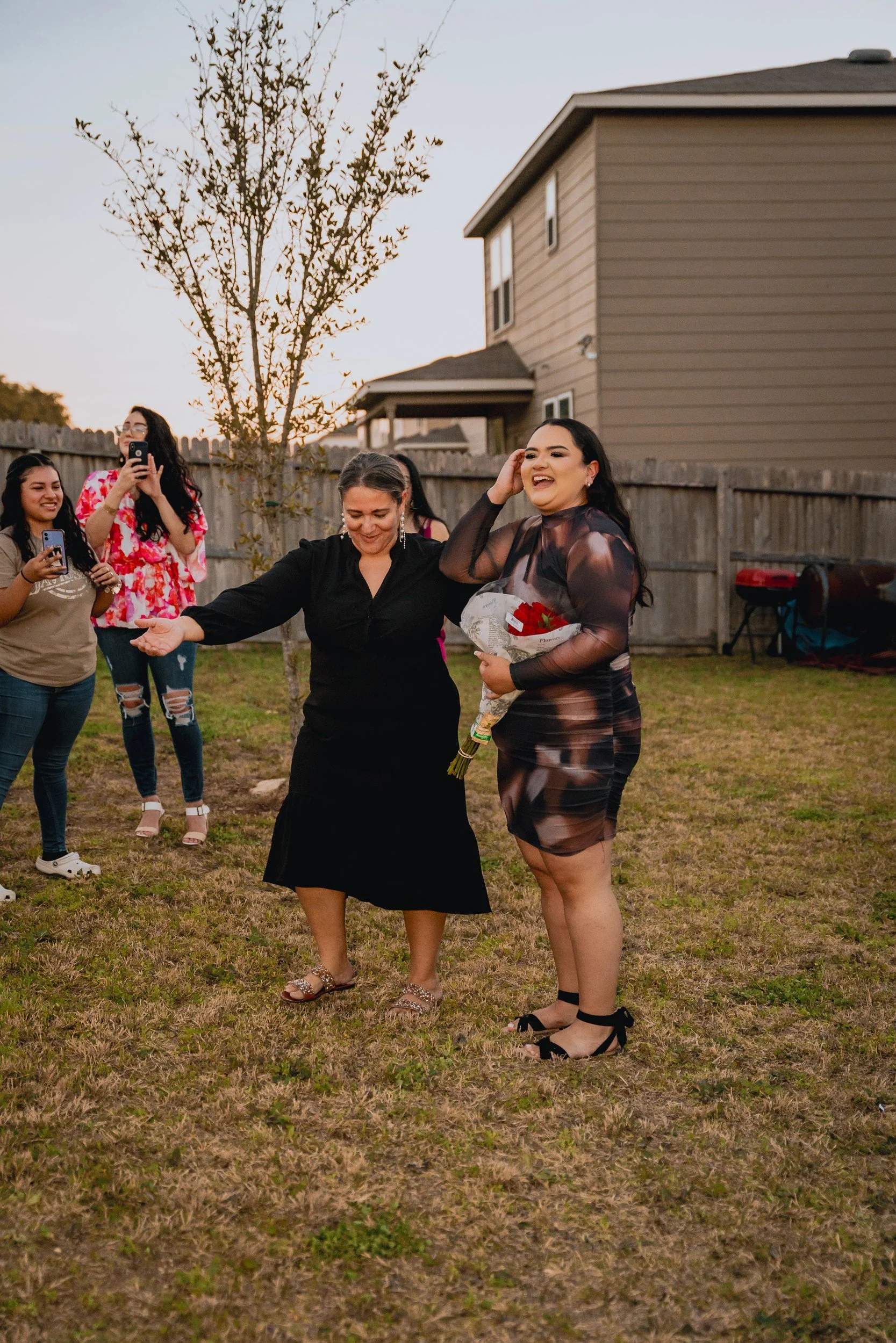 Arrival at the proposal celebration.