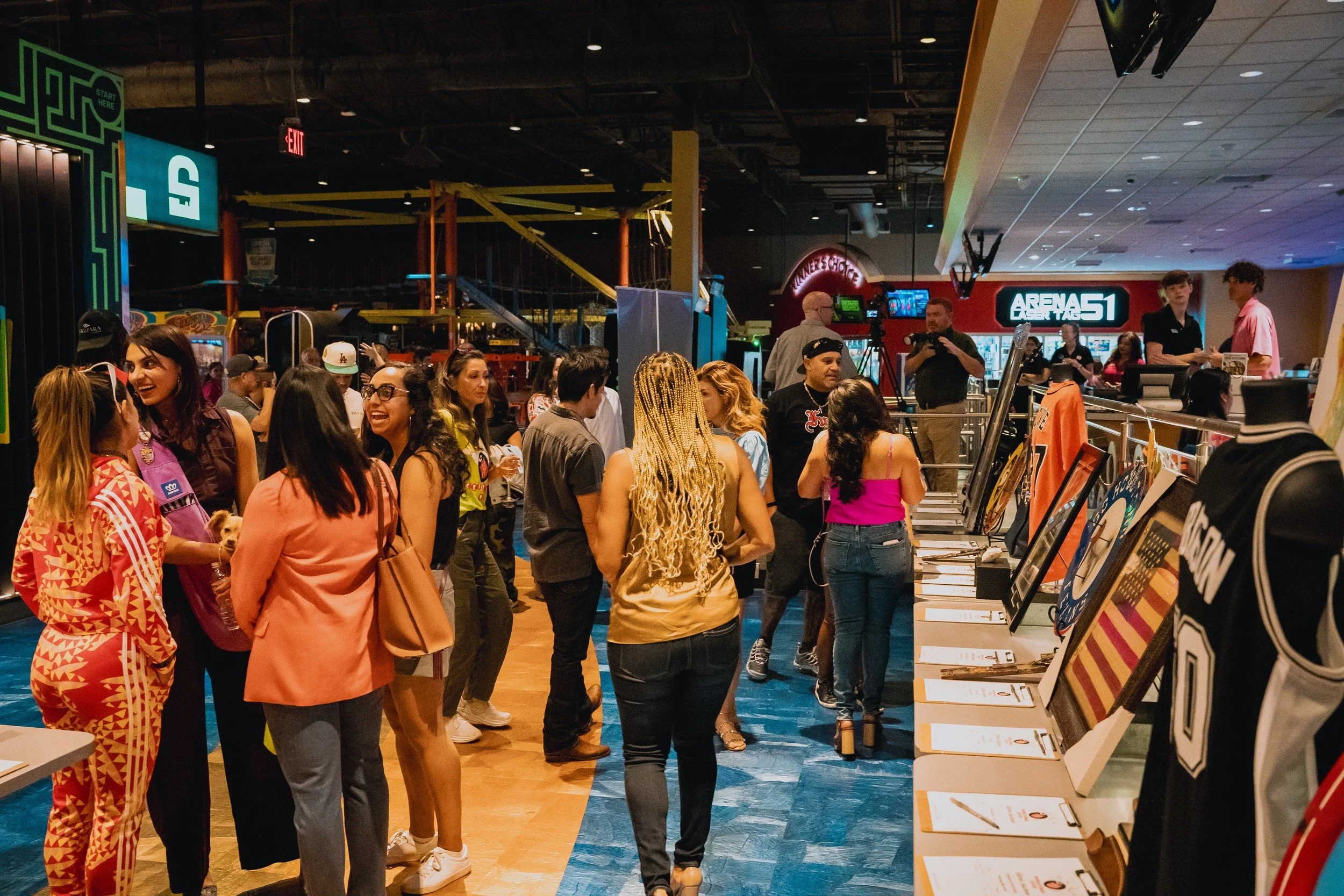 Guests browsing event displays.