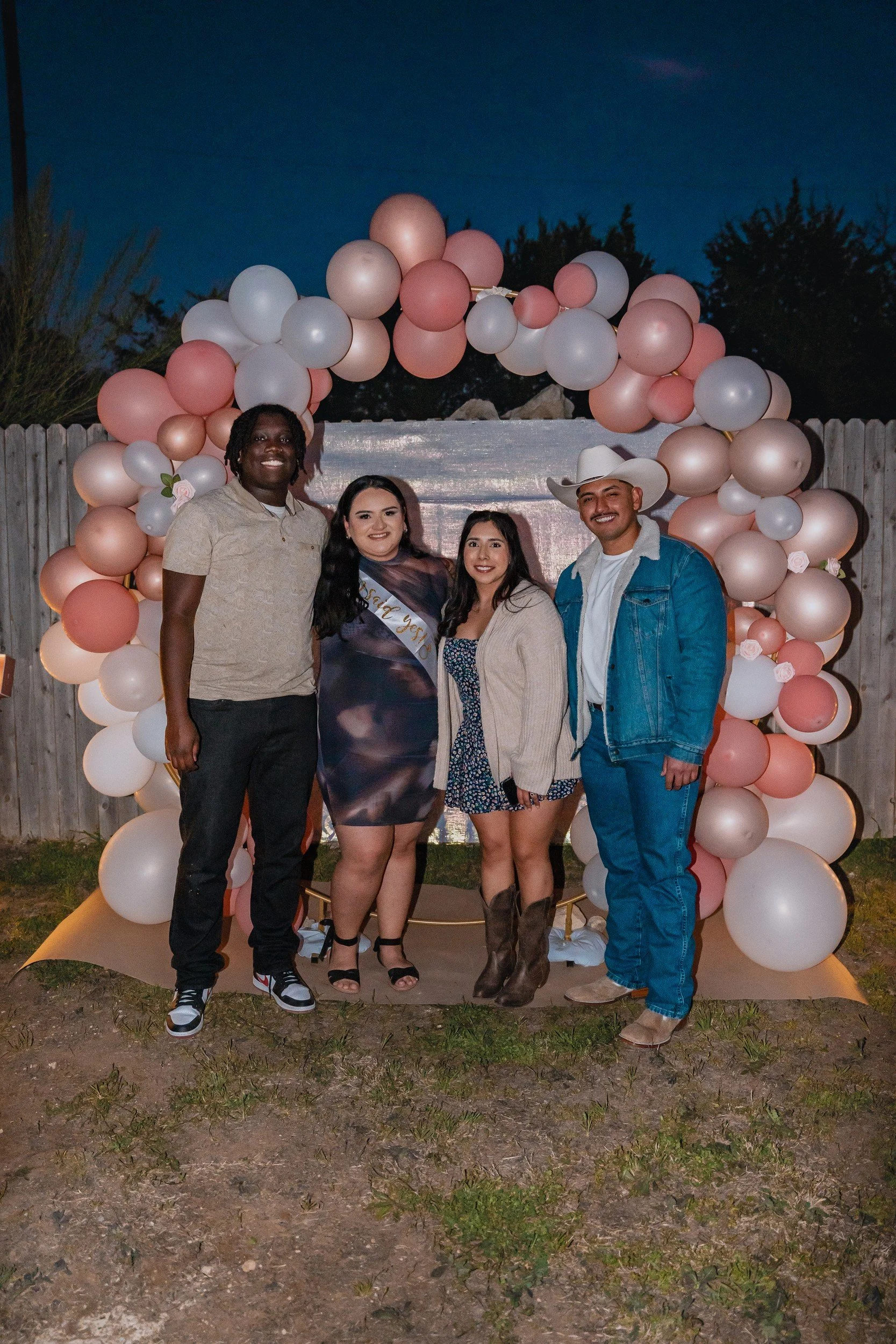 The couple and guests gathered in the evening.