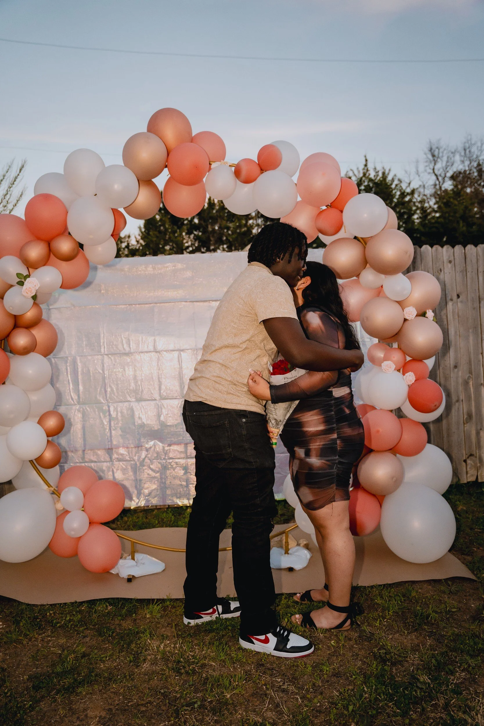 An embrace after the proposal.
