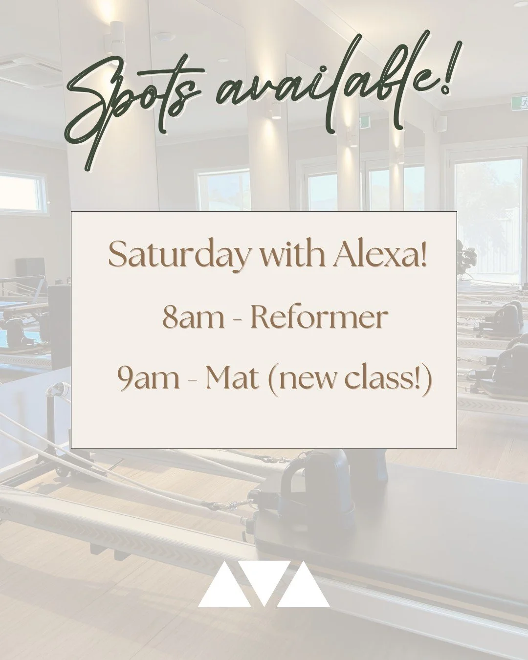 ✨Saturday spots available! ✨ 

Join the amazing Alexa for: 
💚 8am Reformer 
💚 9am Mat - our NEW class! 

Start your Saturday feeling amazing! 🙌
www.unitemovement.com.au