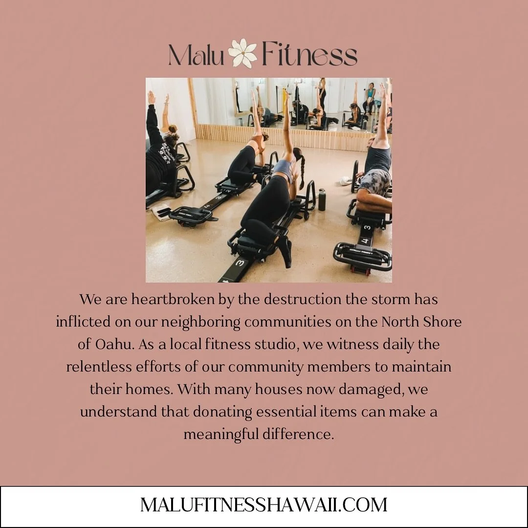 Our hearts are with our community 🤍
Being a local fitness studio means more than just existing, it means showing up and contributing to better our lāhui.

Come to class and donate 🫶🏾

#MaluFitnessHI #KahukuHI #SupportLocalHI #LahuiStrong #AlohaInA