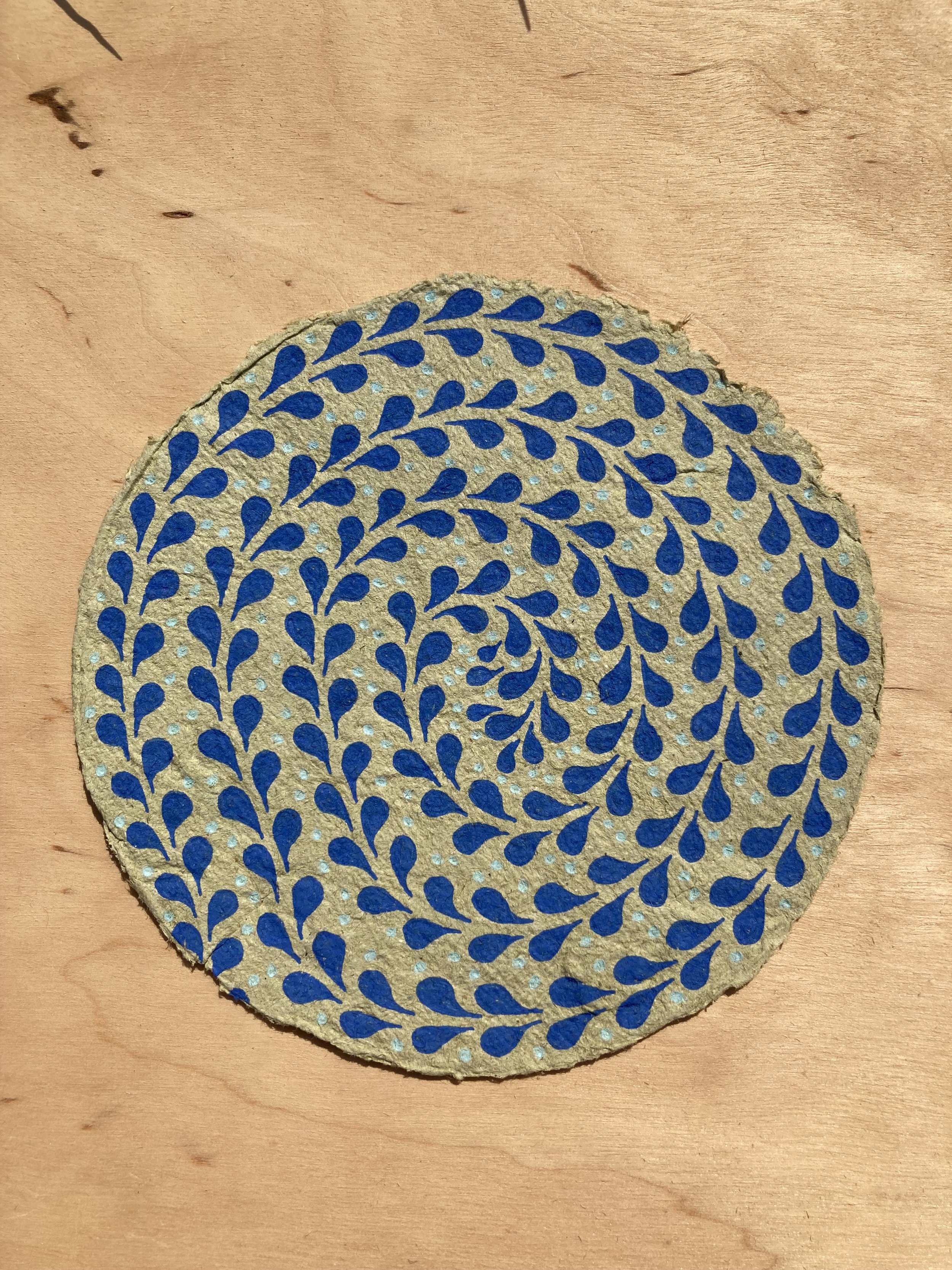 Kaartje Handgeschept Mandala Spiraal Donkerblauw