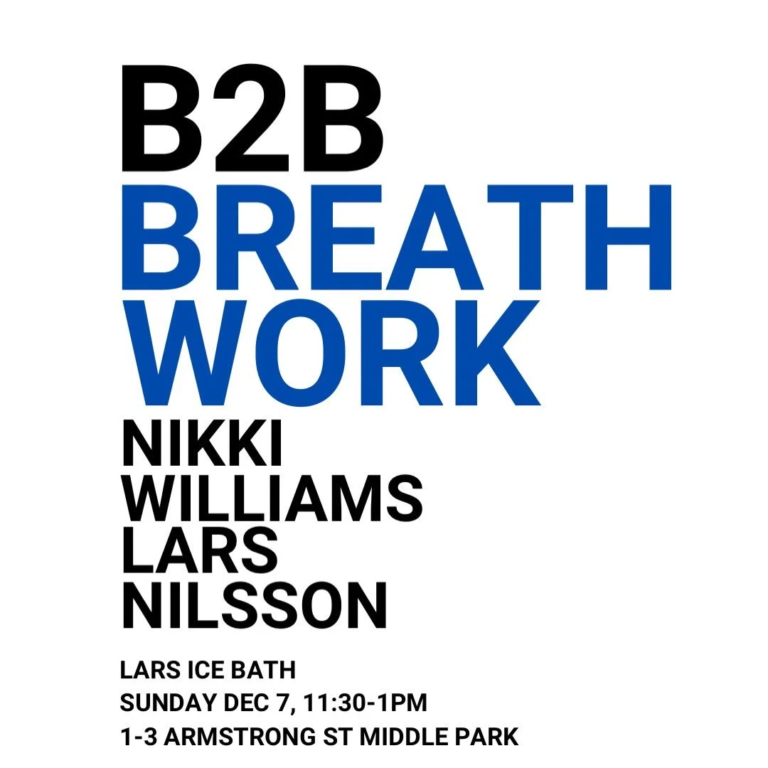 2 DAYS TO GO.. SUNDAY DEC 7 🌀 B2B BREATHWORK WITH NIKKI WILLIAMS &amp; LARS NILSSON

11:30-1, 1-3 Armstrong st Middle Park. Click link below for event details.. spaces are limited so BOOK YOURS NOW ✊🏻

#community #larsicebath #larsicebathinternatio