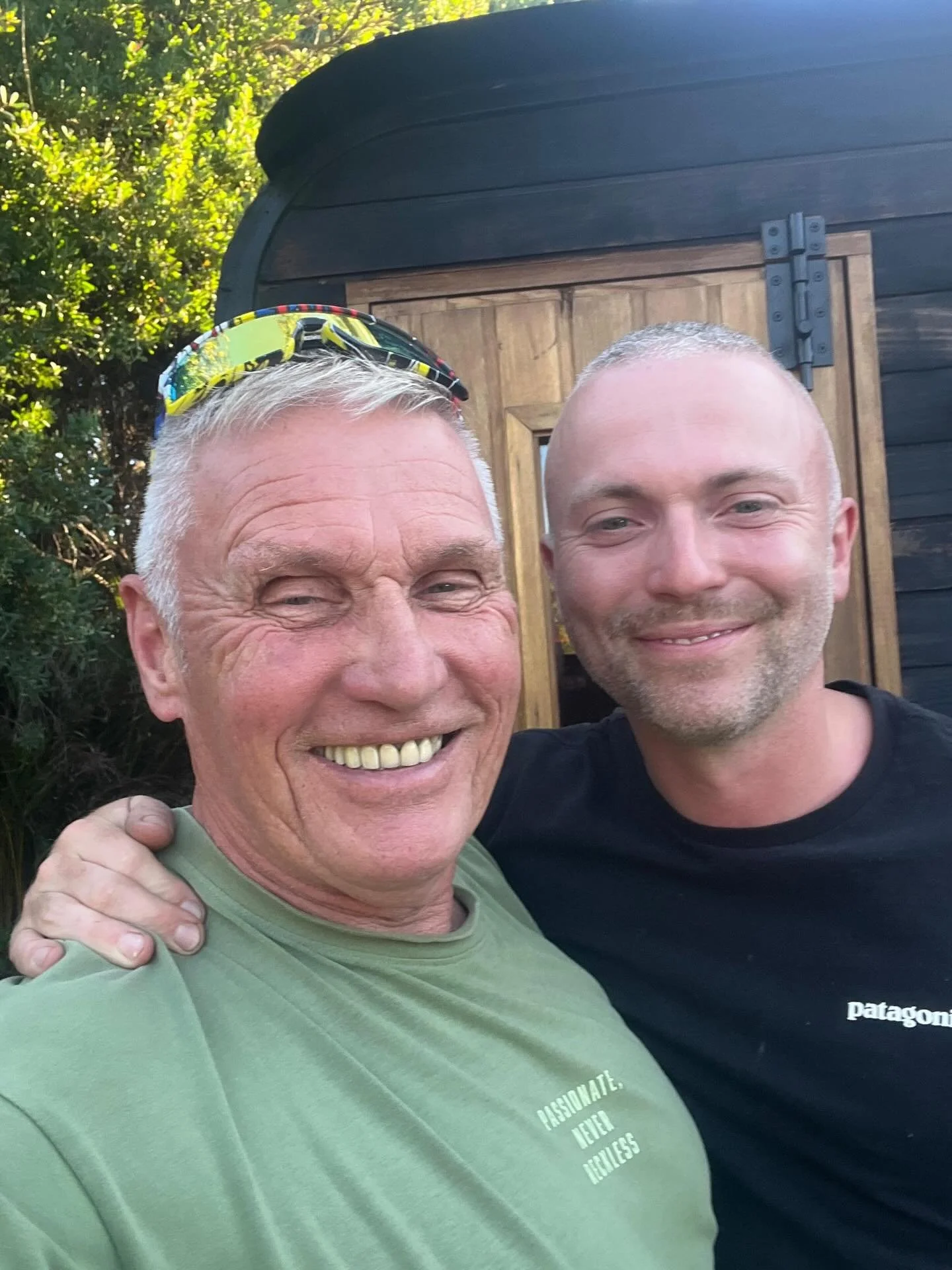 Soaking up some sun, sea, and a little Sauna talk with the best @hello_sauna 🔥☀️ Love your work brother!