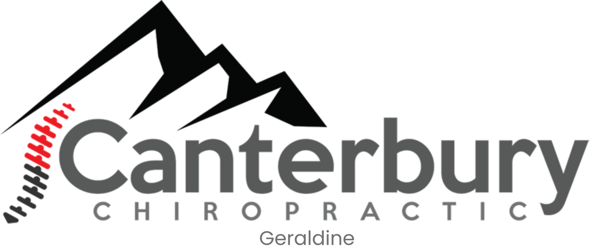 Logo for Canterbury Chiropractic, with stylized mountains and text.