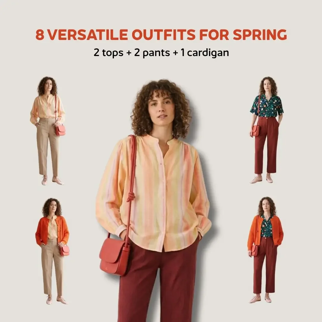 5 Pieces, 8 Easy Spring Outfit Ideas in Warm Tones