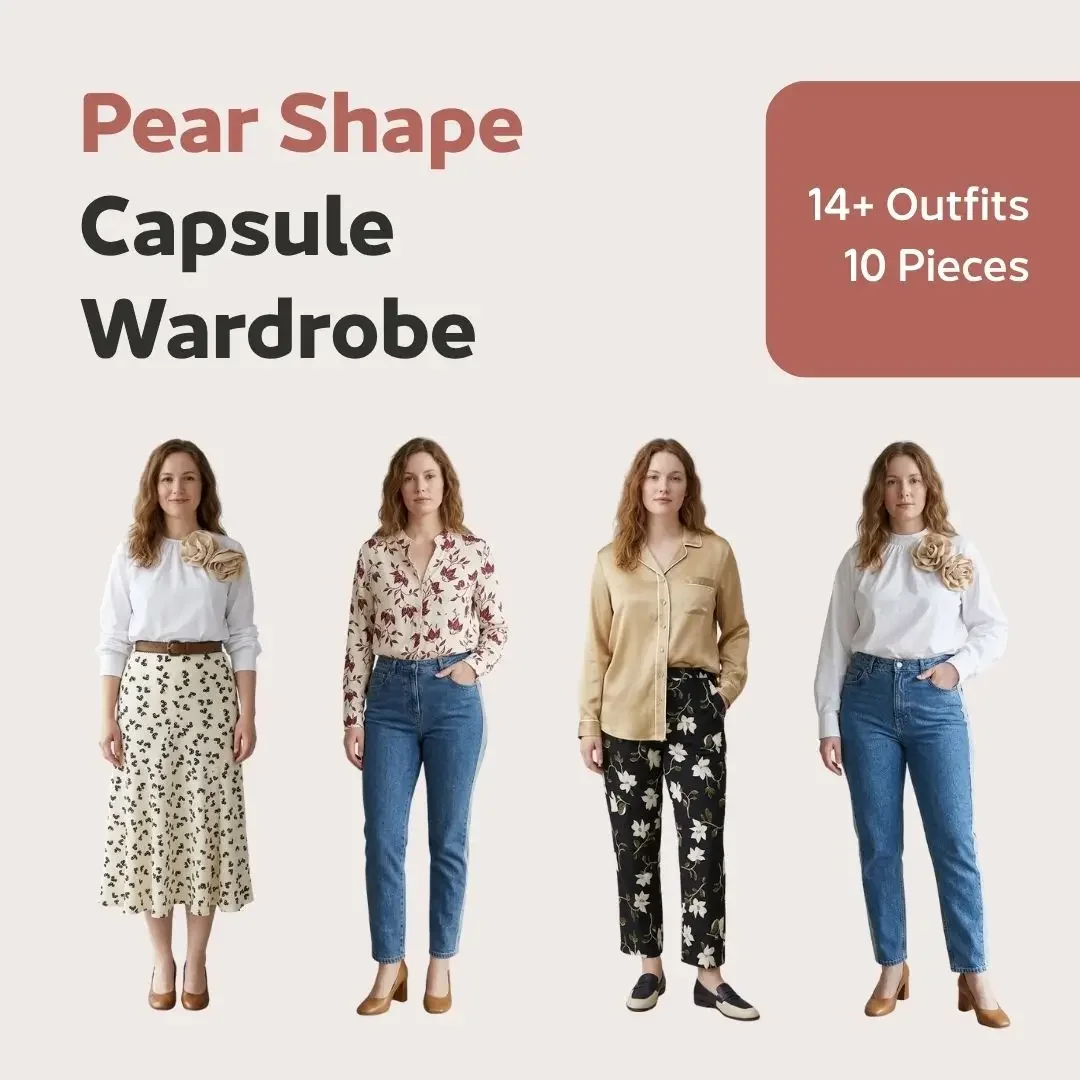The Pear Body Shape Capsule Wardrobe: 10 Pieces, 14 Outfit Formulas