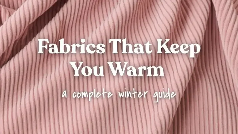 Cover image for a winter fabrics guide showing ribbed knit fabric in soft pink.