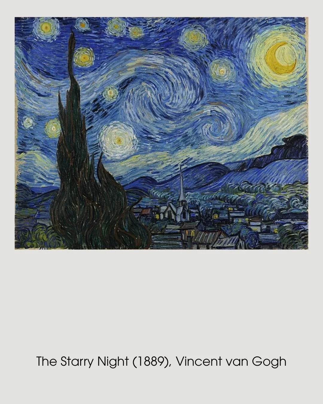 Vincent van Gogh The Starry Night painting used as inspiration for a capsule wardrobe palette of blues, black, and yellow.