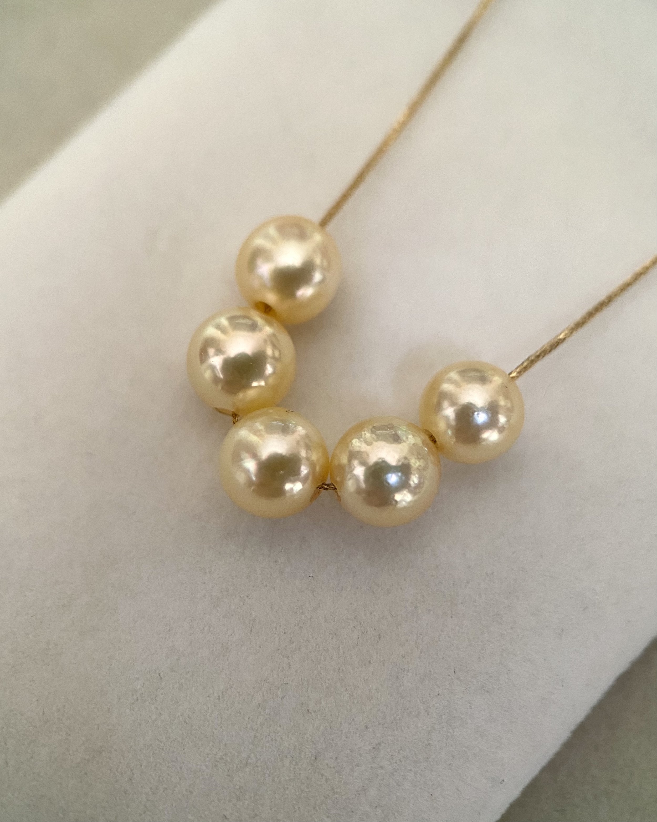 Rich Creamy Gold 6.5-7mm Japanese 'Golden Dawn' Akoya Pearl Necklace, Stunning High-Lustre, Japanese 18K Gold Chain, Adjustable & Detachable Starlit Pearls