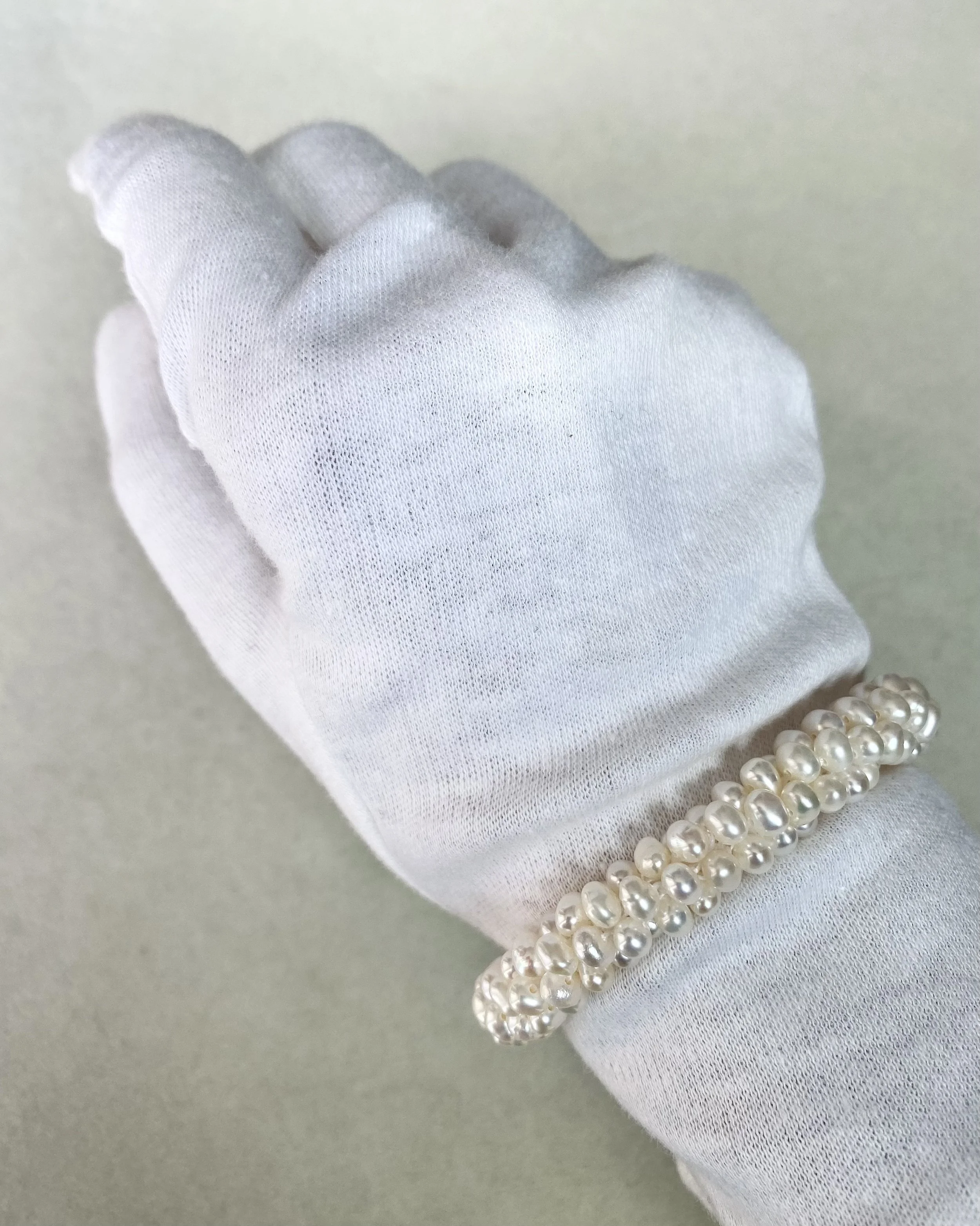 Handwoven Freshwater Keshi Pearl Necklace & Bracelet Set, 3.5mm Nucleus-Free Pearls, Silver Convertible Clip Clasps, Two-Way Wear Starlit Pearls