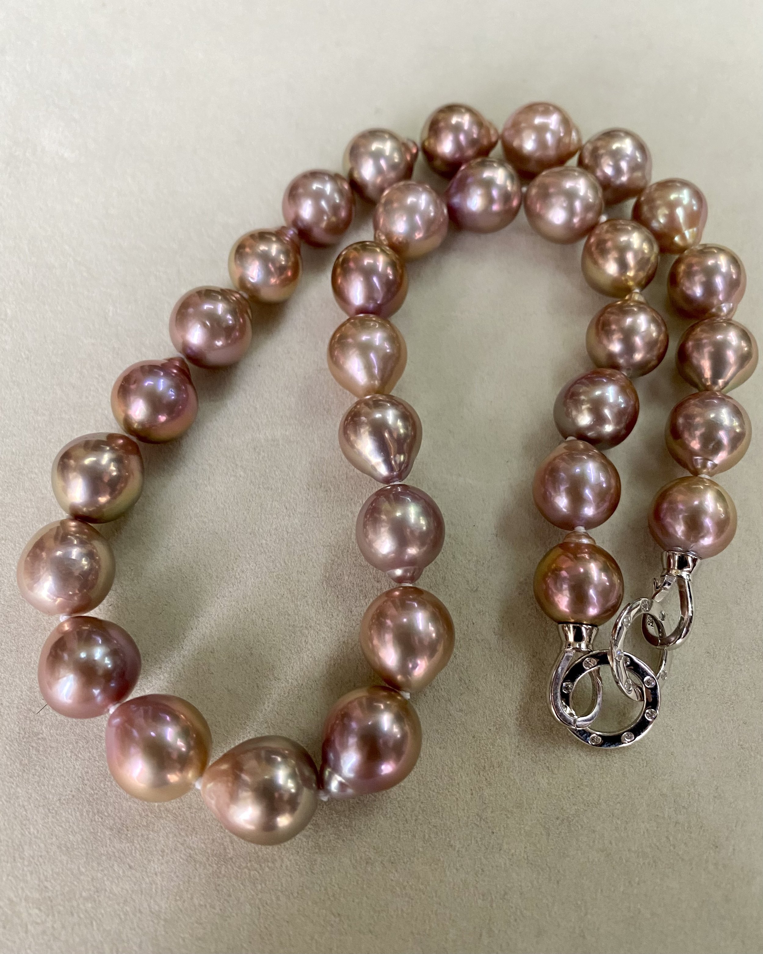 Genuine 12-14mm High-Grade Freshwater Baroque Pearl Necklace, Rare Metallic Lustre, Natural Purple-Pink Gradient, Versatile 925 Silver Clasp Starlit Pearls
