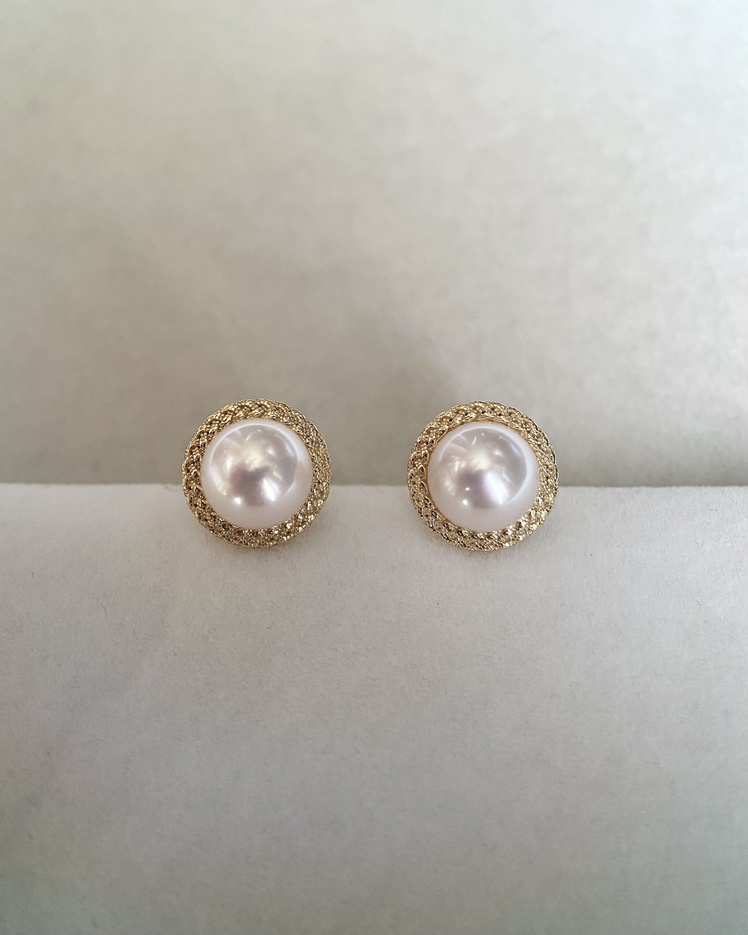 Lustrous 8mm Japanese White Akoya Pearl Earrings, Pearls from Renowned Japanese Supplier Otsuki Pearl, Original Japanese S925 Woven Setting Starlit Pearls
