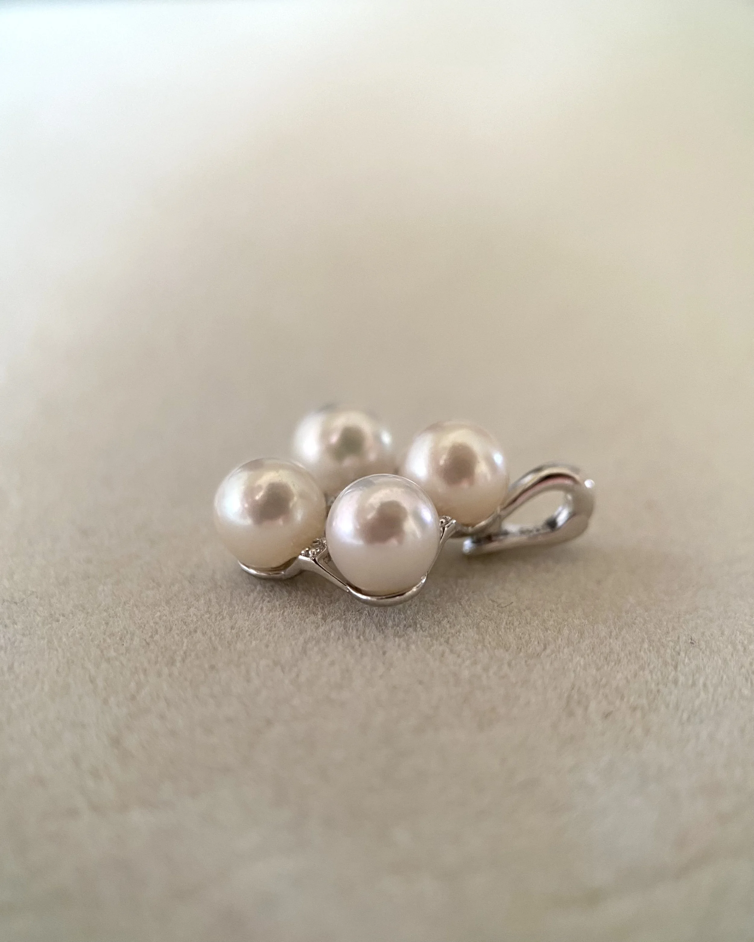 White Japanese Four-Akoya Pearl Floral Cross Pendant 6.2mm, Pink Overtones & Luminous Lustre, S925 Silver Openable Bail, Gift for Her Starlit Pearls