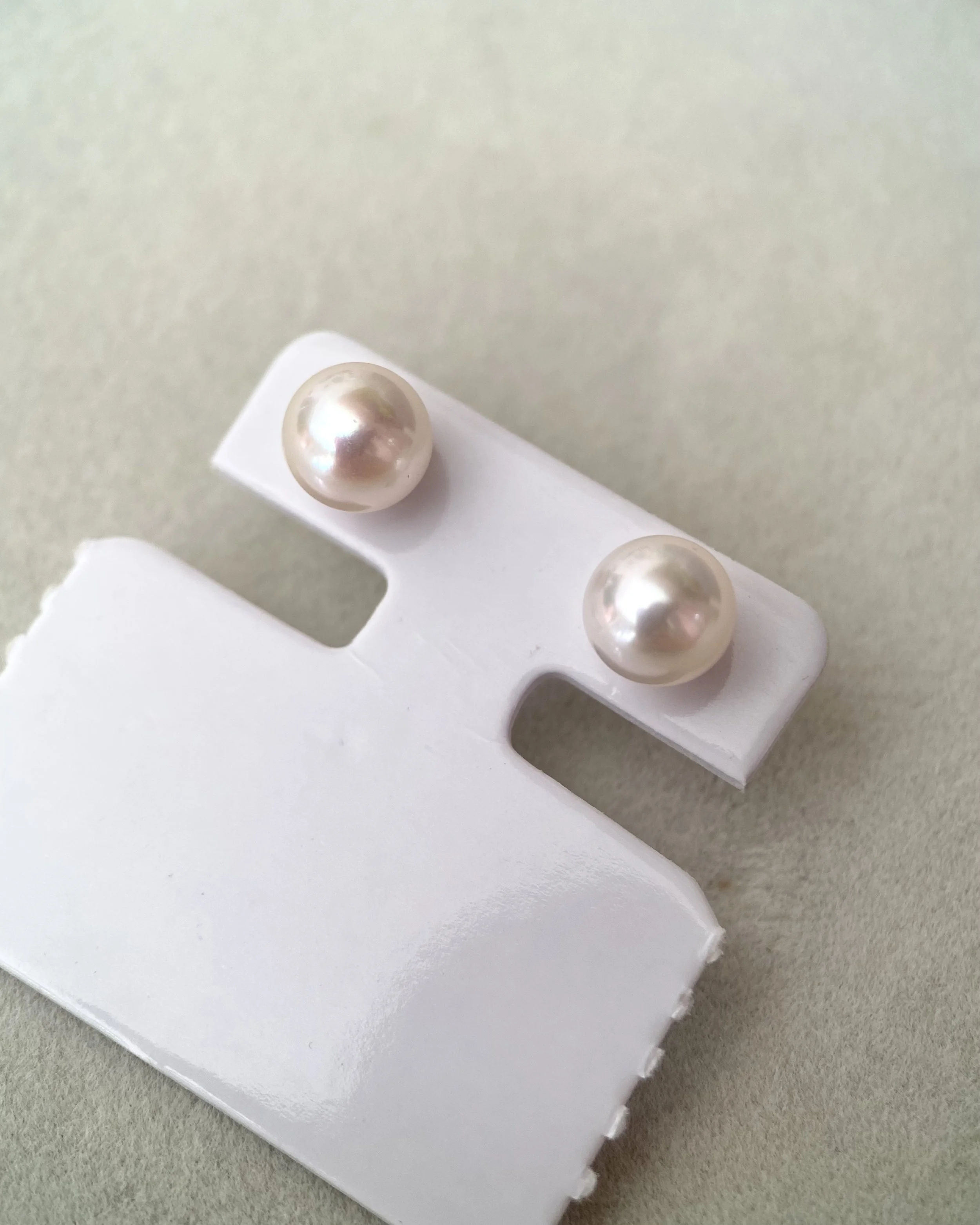 Specially Selected Top Gr White Japanese Koshimono Akoya Pearl Earrings 7.7mm, Otsuki Pearl, 6A Aurora Lustre, Solid 18K Gold Posts Starlit Pearls