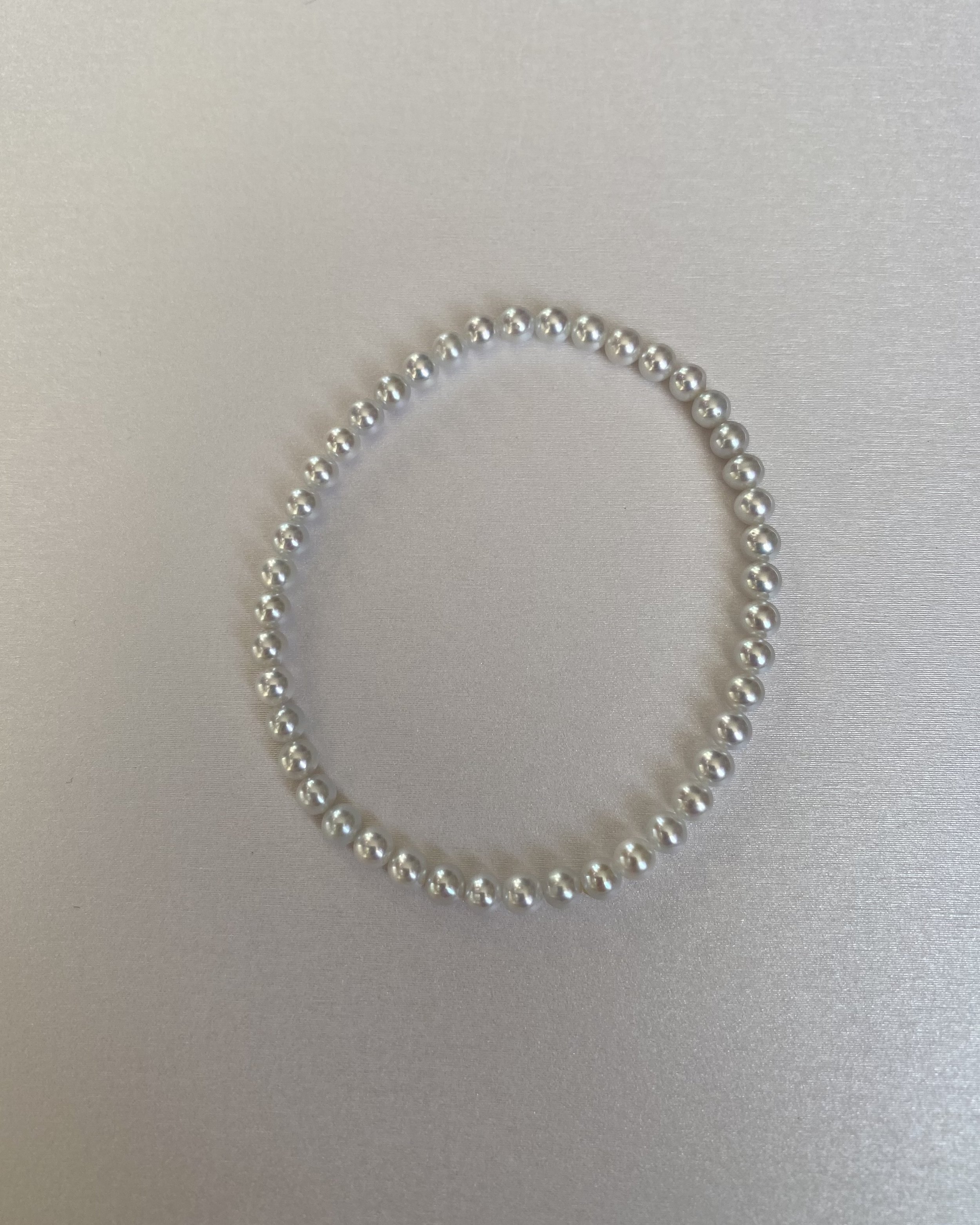 Rare 4mm Silver-White Freshwater Pearl Elastic Bracelet, Top-Grade Lustre, Stretchable Design, Minimalist and Elegant Style Starlit Pearls