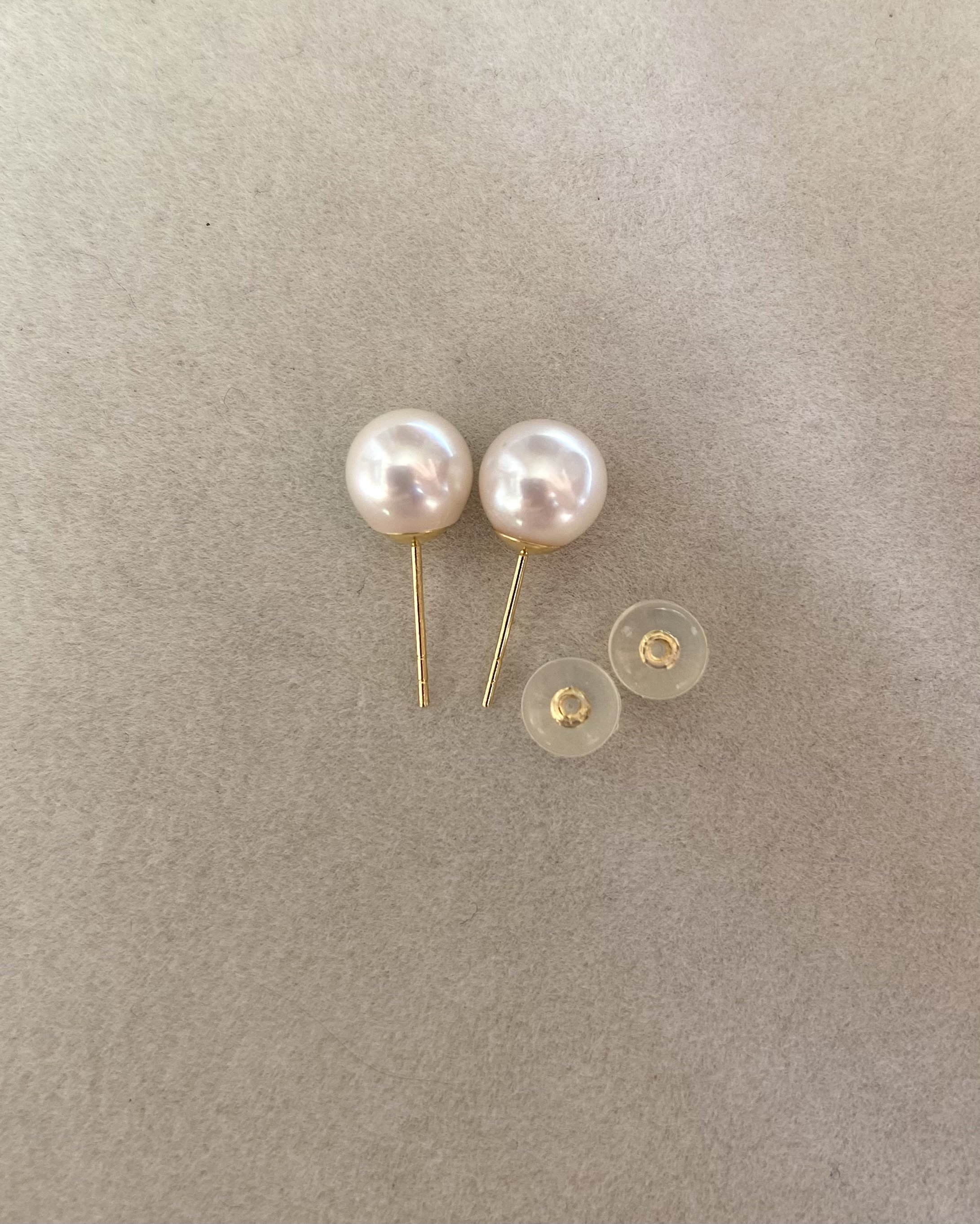 Premium 7-7.5mm Silky White Japanese Akoya Pearl Stud Earrings – Radiant Glow, Thick 18K Solid Gold Posts Starlit Pearls