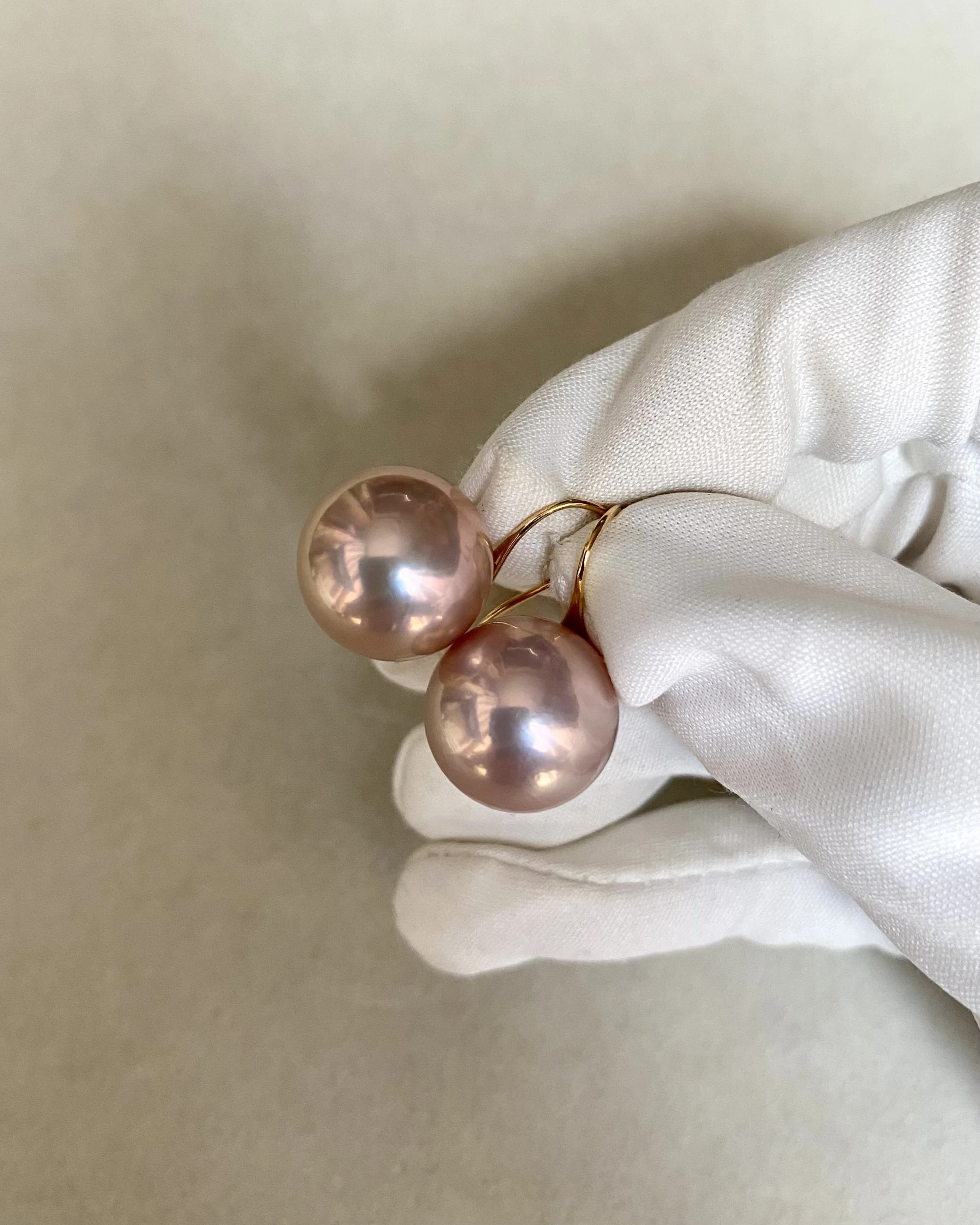 13.1mm Natural Rose-Lavender Freshwater Pearl Earrings, Candy Iridescence & Thick 18K Solid Gold Hooks Starlit Pearls