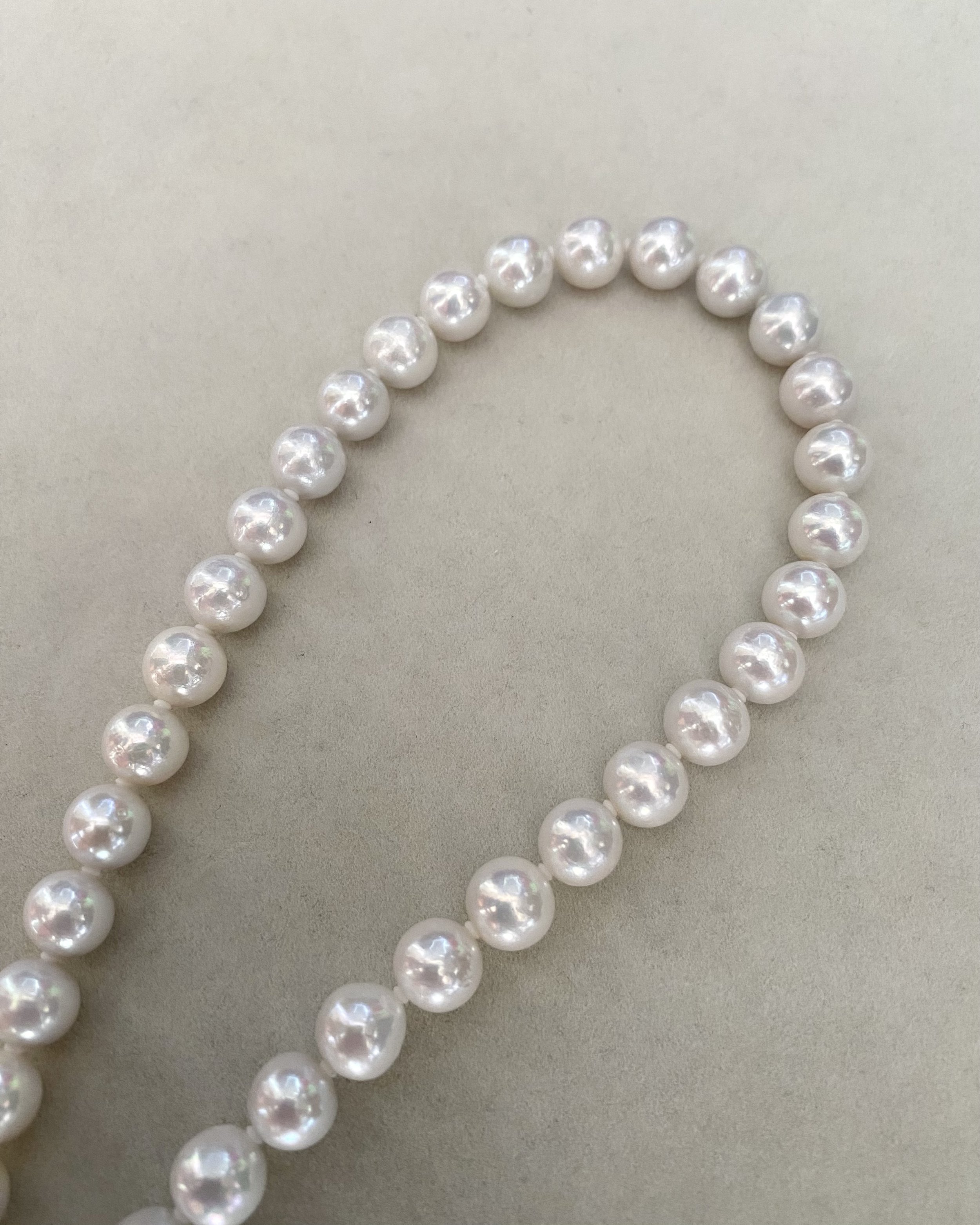 Premium 9-9.5mm Glacial White Freshwater Pearl Necklace, Striking Lustre, Pale Pink Overtones, Japanese Original S925 Multi-Function Clasp Starlit Pearls