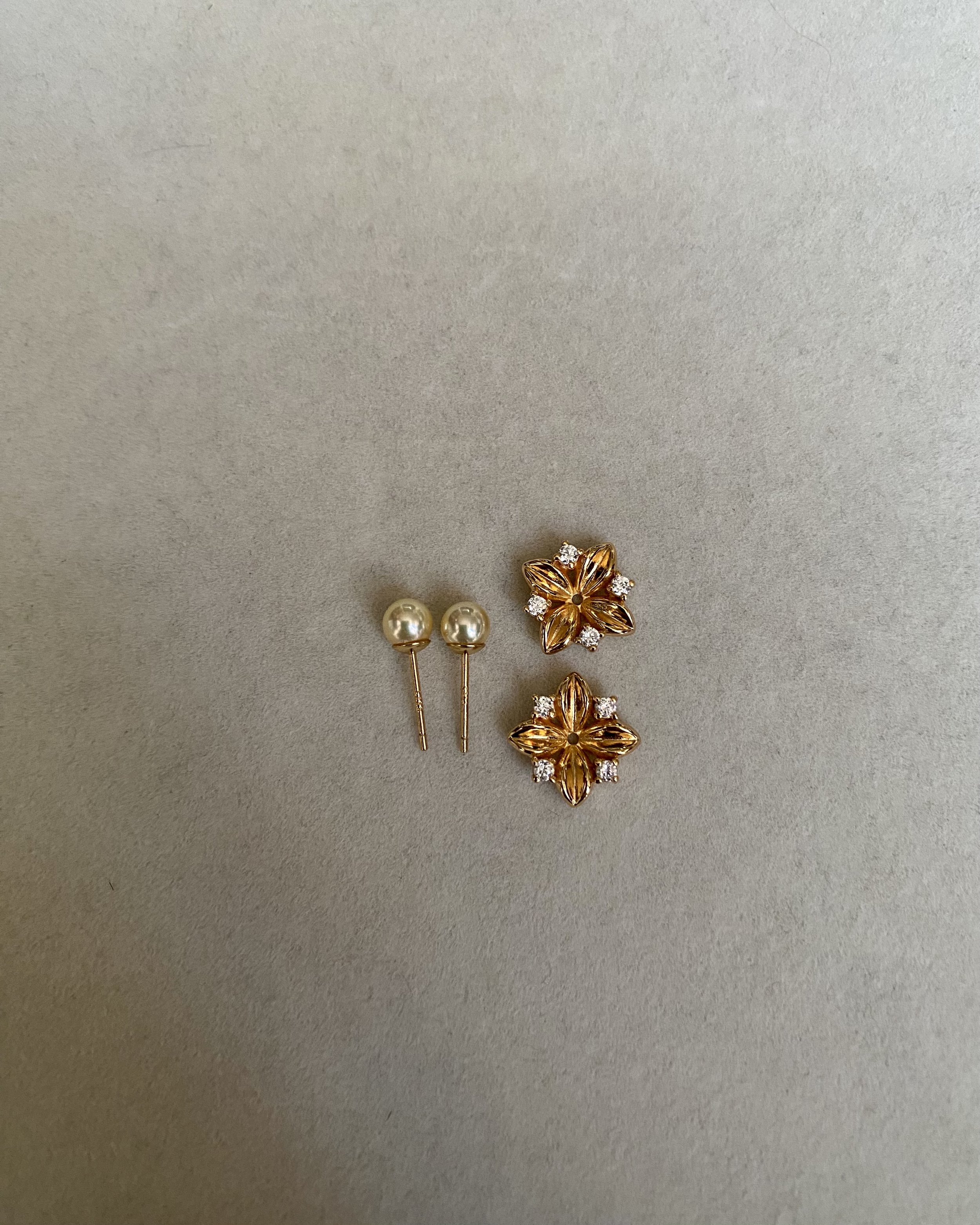 Top-Tier 5.1mm Japanese 'Golden Dawn' Aurora Sairindama Akoya Pearl Earrings, Dual-Wear Detachable Japanese-Made S925 Silver Floral Settings Starlit Pearls