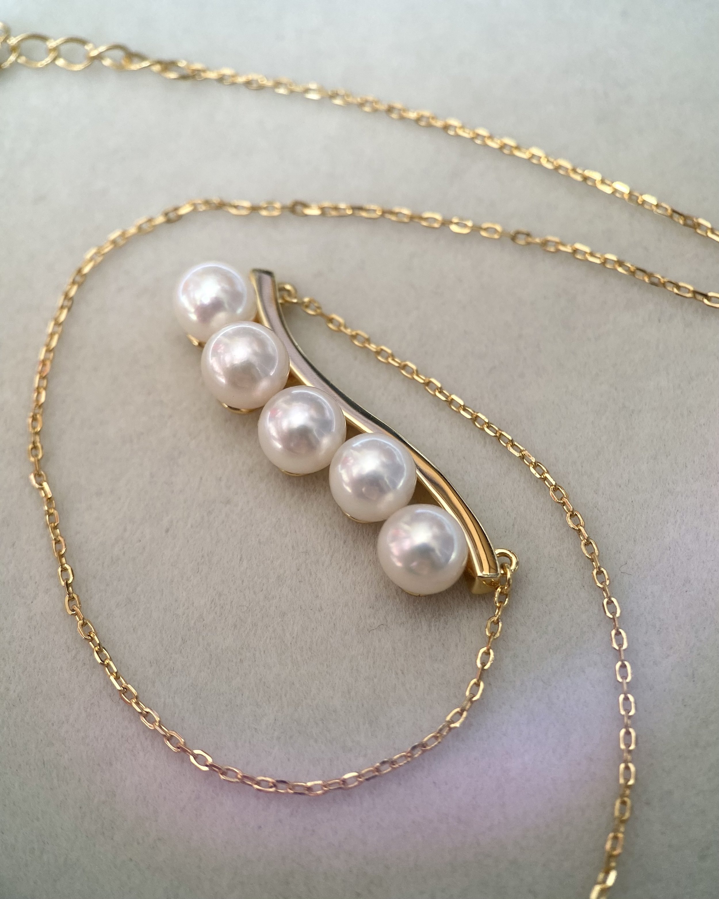 Premium 6-6.5mm Japanese White Akoya Pearl Pendant Necklace, Soft Pink Overtones, Original Japanese Thick S925 Silver Wave Design Setting Starlit Pearls
