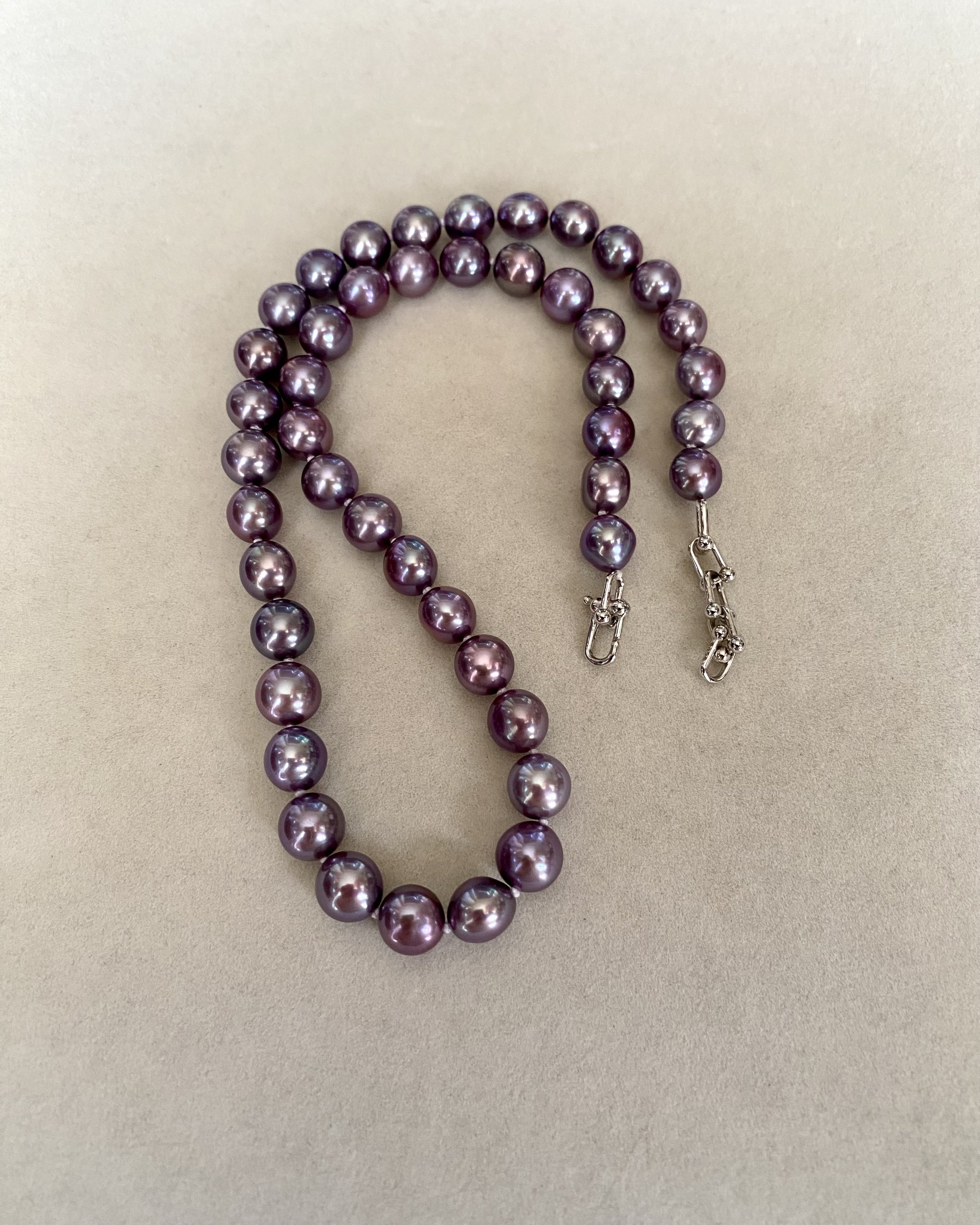 Exceptionally Rare Midnight Purple Freshwater Pearl Necklace, Natural Untreated Colour, 8-9mm Top Metallic Lustre, Durable S925 Silver Clasp Starlit Pearls