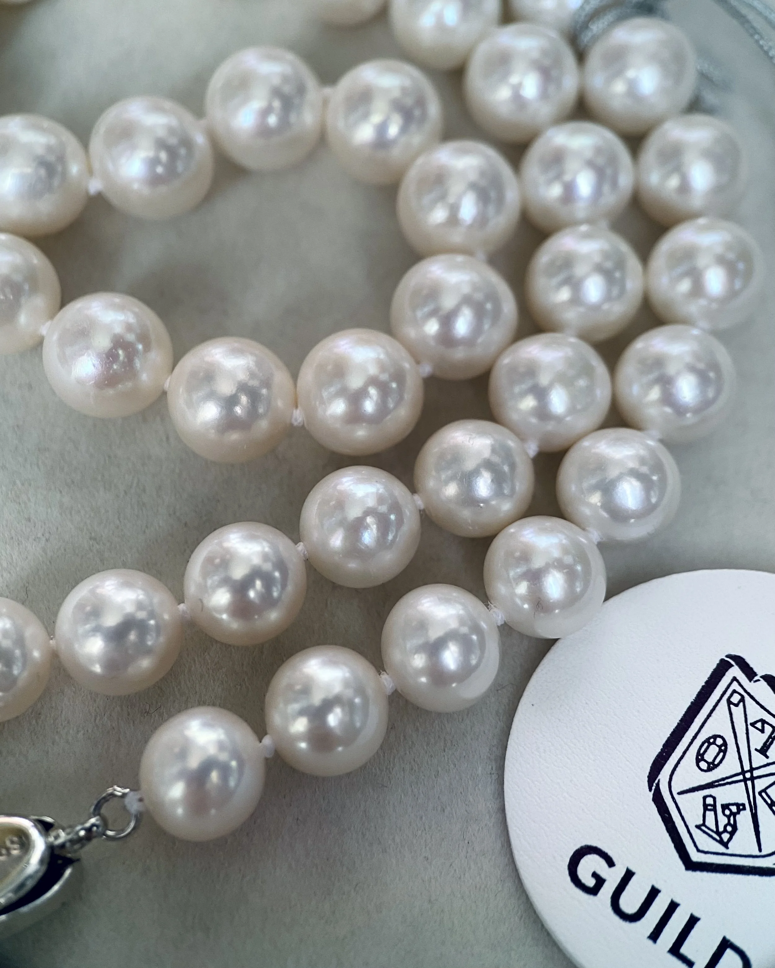 Superior Grade 9mm Freshwater Nucleus-Free Cultured Pearl Necklace, Ivory White, Guild Gem Laboratories-Certified, S925 Silver Pea Clasp