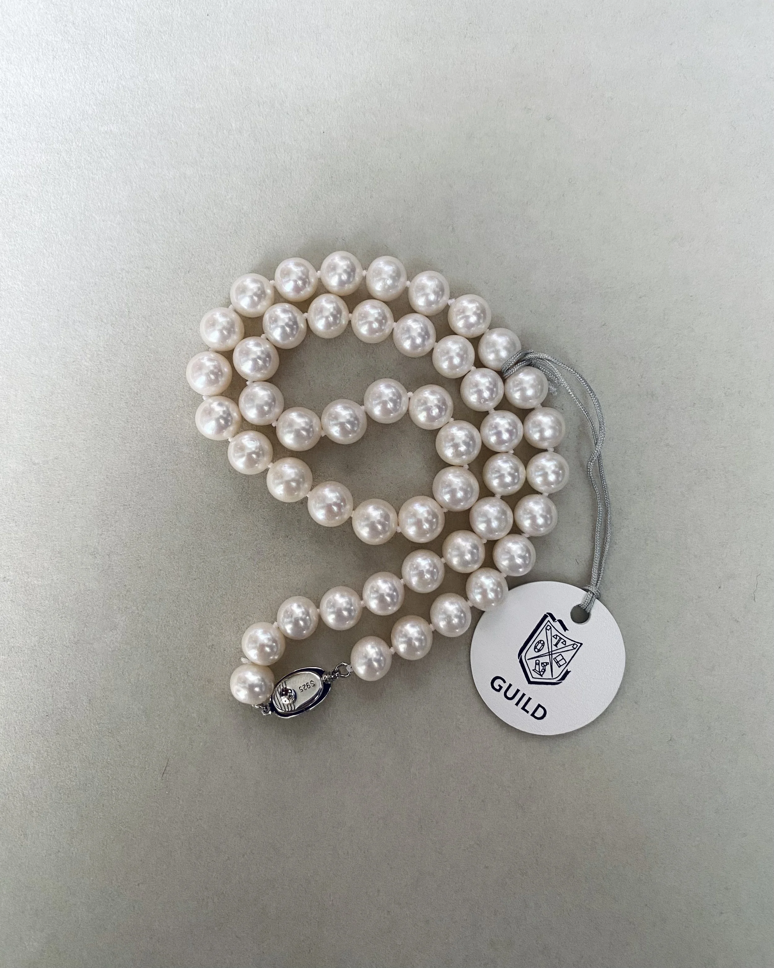 Superior Grade 9mm Freshwater Nucleus-Free Cultured Pearl Necklace, Ivory White, Guild Gem Laboratories-Certified, S925 Silver Pea Clasp