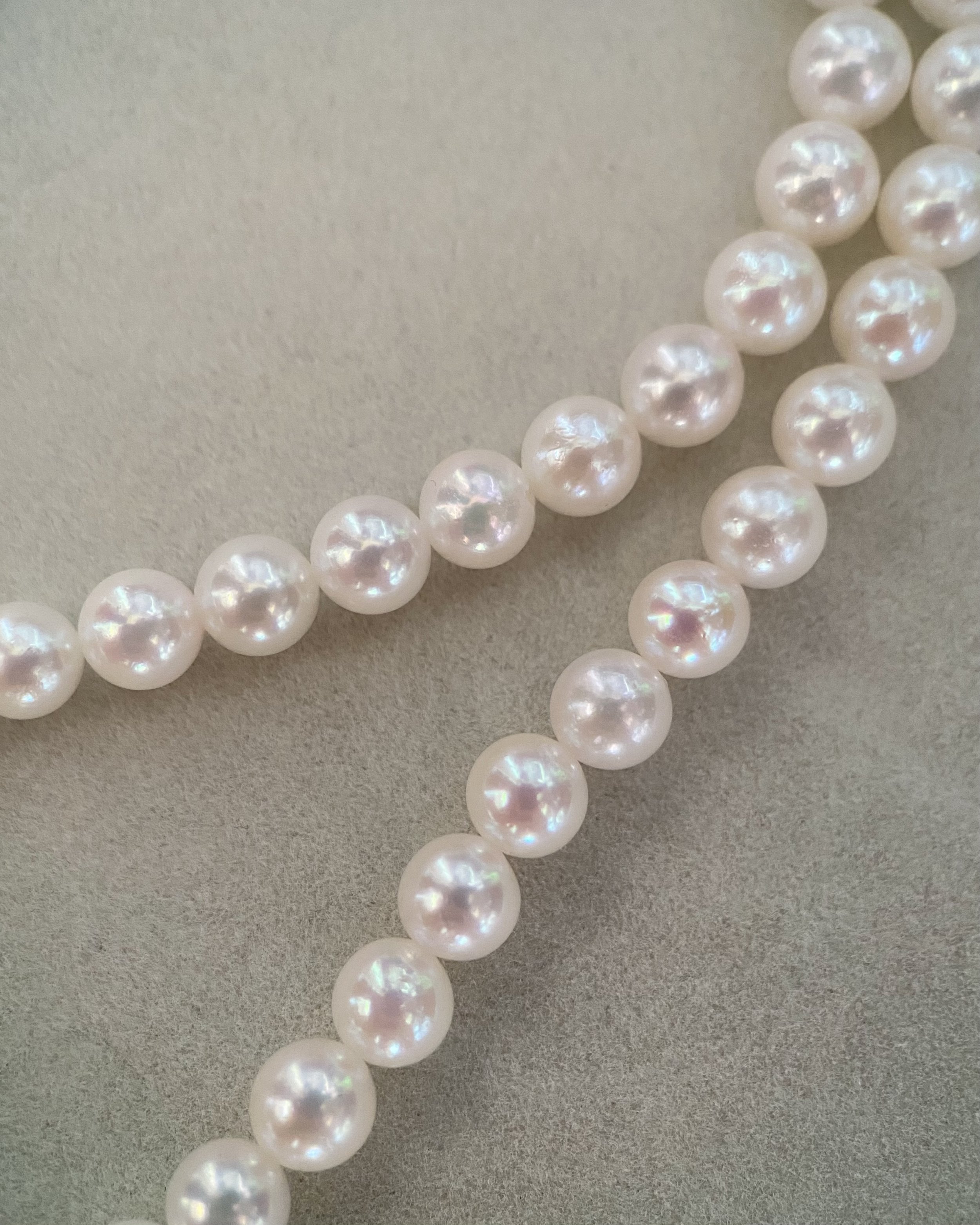 Rare 5.5-6mm Japanese Koshimono White Akoya Pearl Necklace, Japanese Mother-of-Pearl Butterfly Adjustable S925 Clasp, Radiant Pink Overtones Starlit Pearls