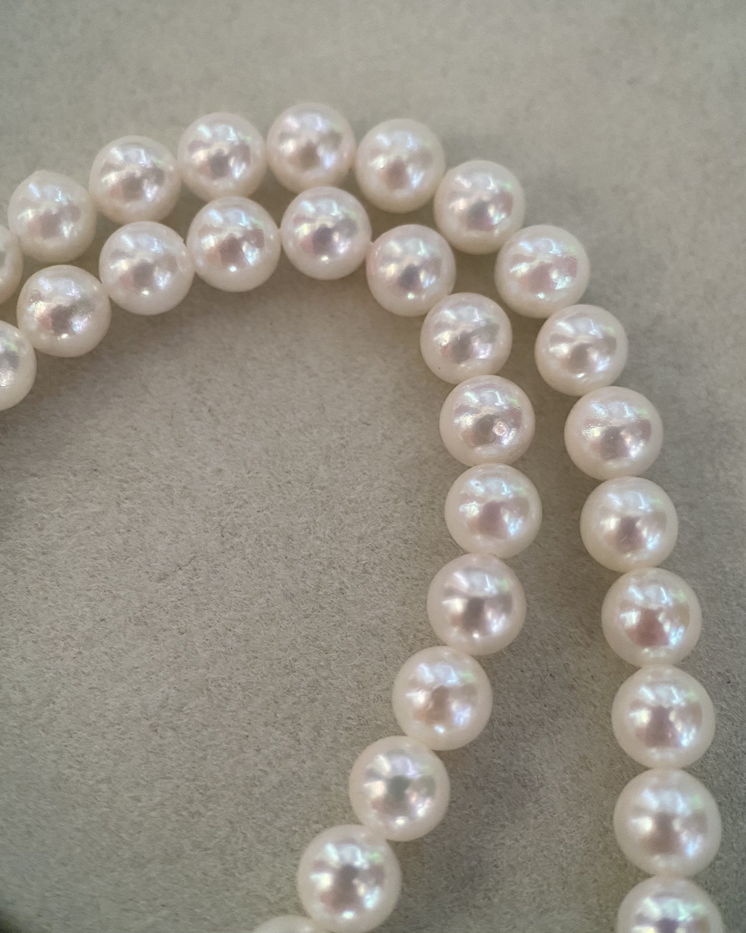 Rare 5.5-6mm Japanese Koshimono White Akoya Pearl Necklace, Japanese Mother-of-Pearl Butterfly Adjustable S925 Clasp, Radiant Pink Overtones Starlit Pearls