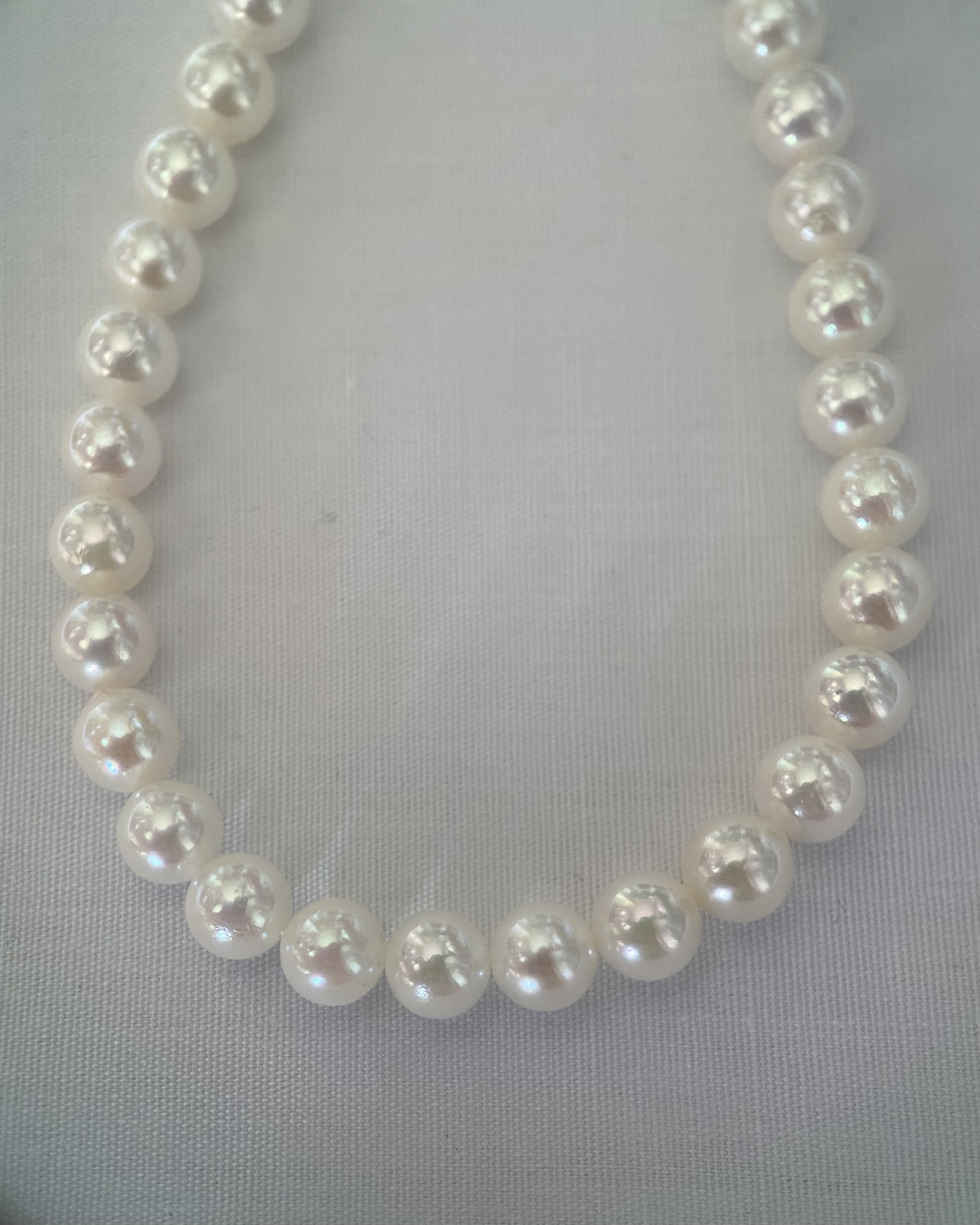 Rare 5.5-6mm Japanese Koshimono White Akoya Pearl Necklace, Japanese Mother-of-Pearl Butterfly Adjustable S925 Clasp, Radiant Pink Overtones Starlit Pearls