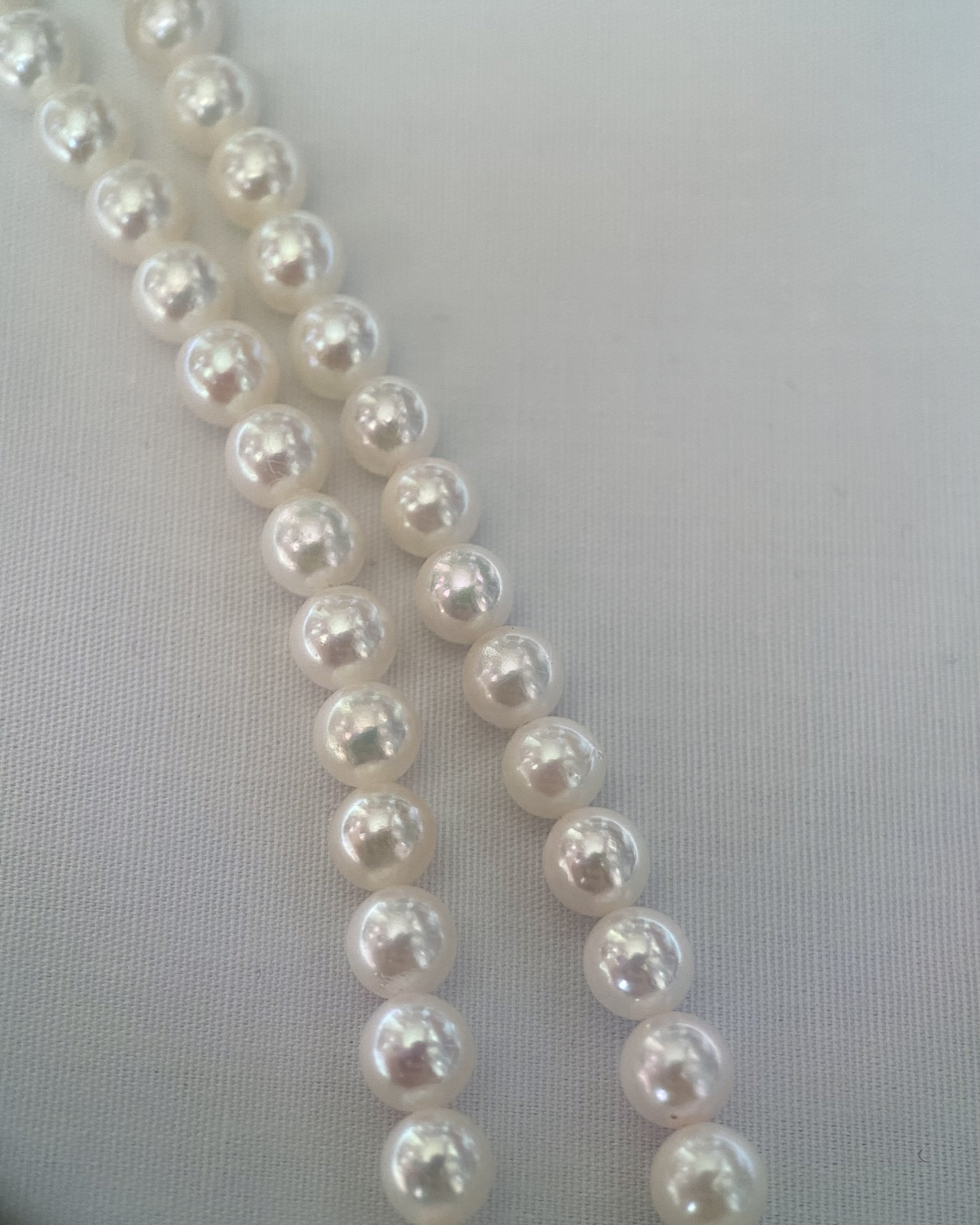 Rare 5.5-6mm Japanese Koshimono White Akoya Pearl Necklace, Japanese Mother-of-Pearl Butterfly Adjustable S925 Clasp, Radiant Pink Overtones Starlit Pearls