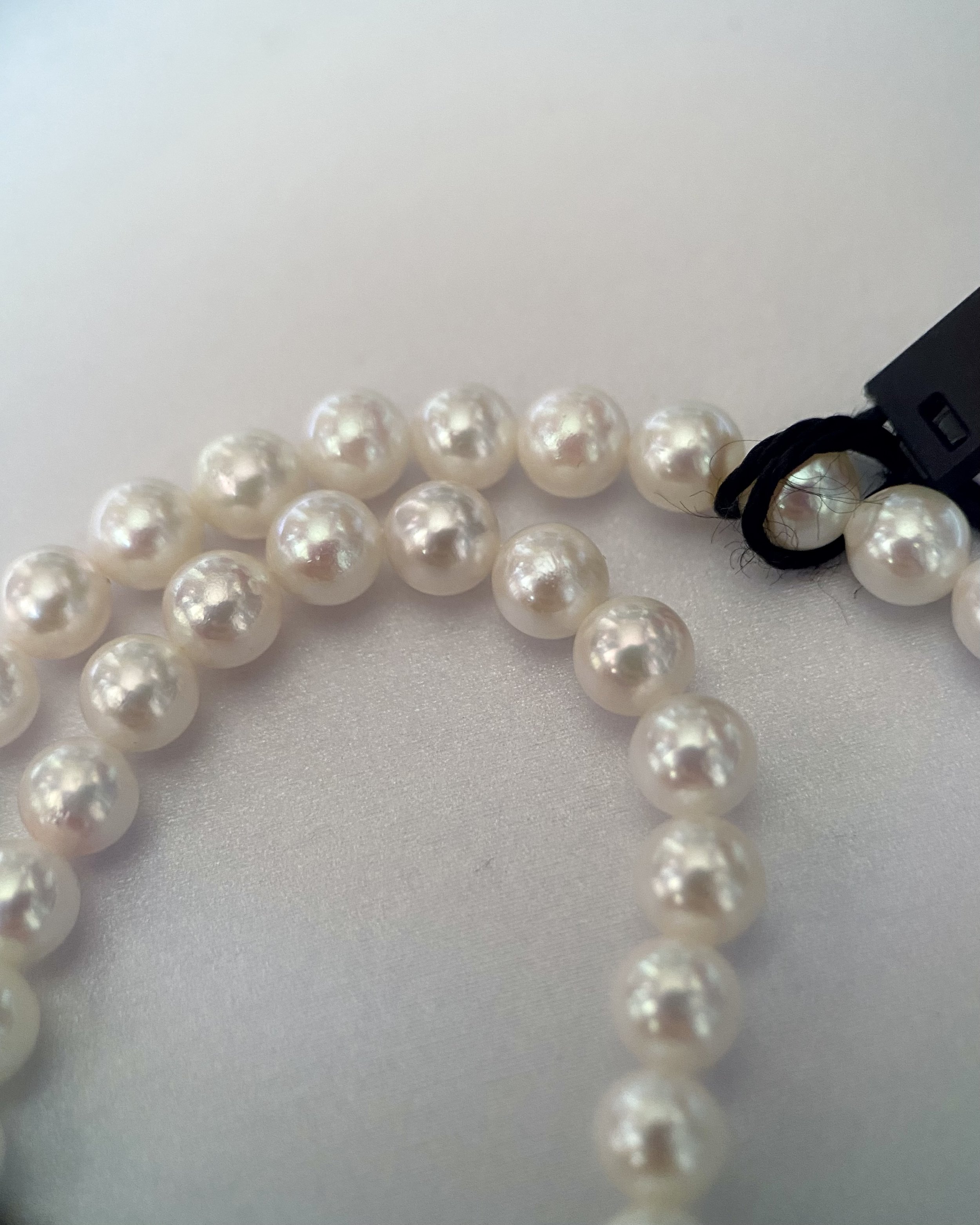 Rare 5.5-6mm Japanese Koshimono White Akoya Pearl Necklace, Japanese Mother-of-Pearl Butterfly Adjustable S925 Clasp, Radiant Pink Overtones Starlit Pearls