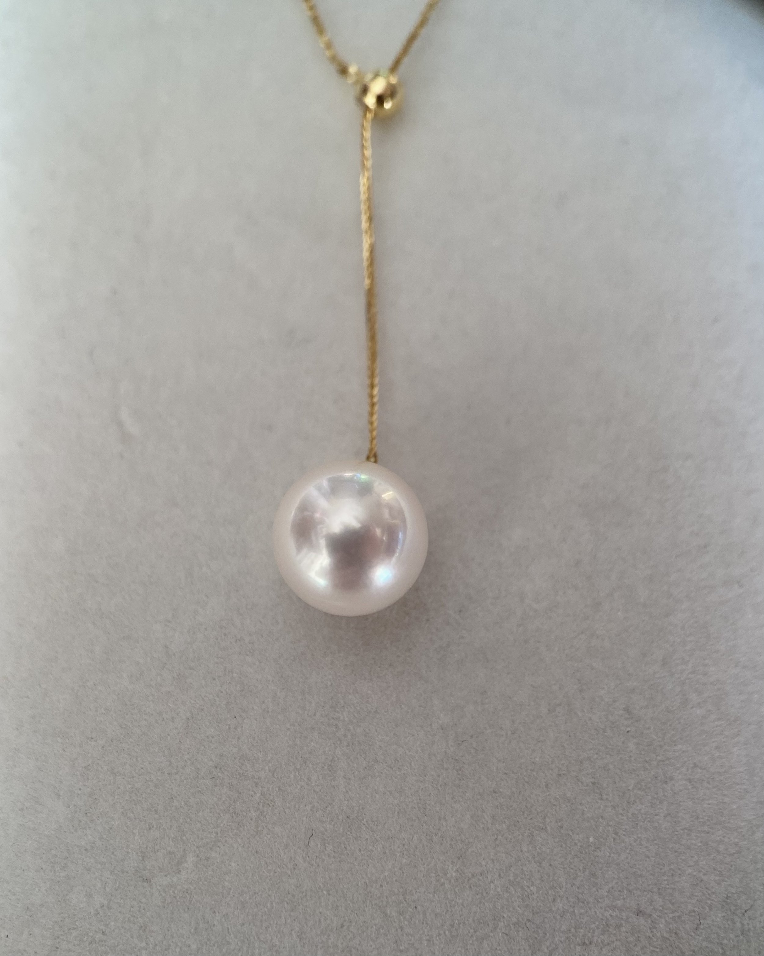 9.1mm Japanese Pale Pink Akoya Pearl Pendant Necklace, Sparkle Adjustable 18K Gold Vine Y-Chain, Pearl from Renowned Otsuki Pearl Starlit Pearls