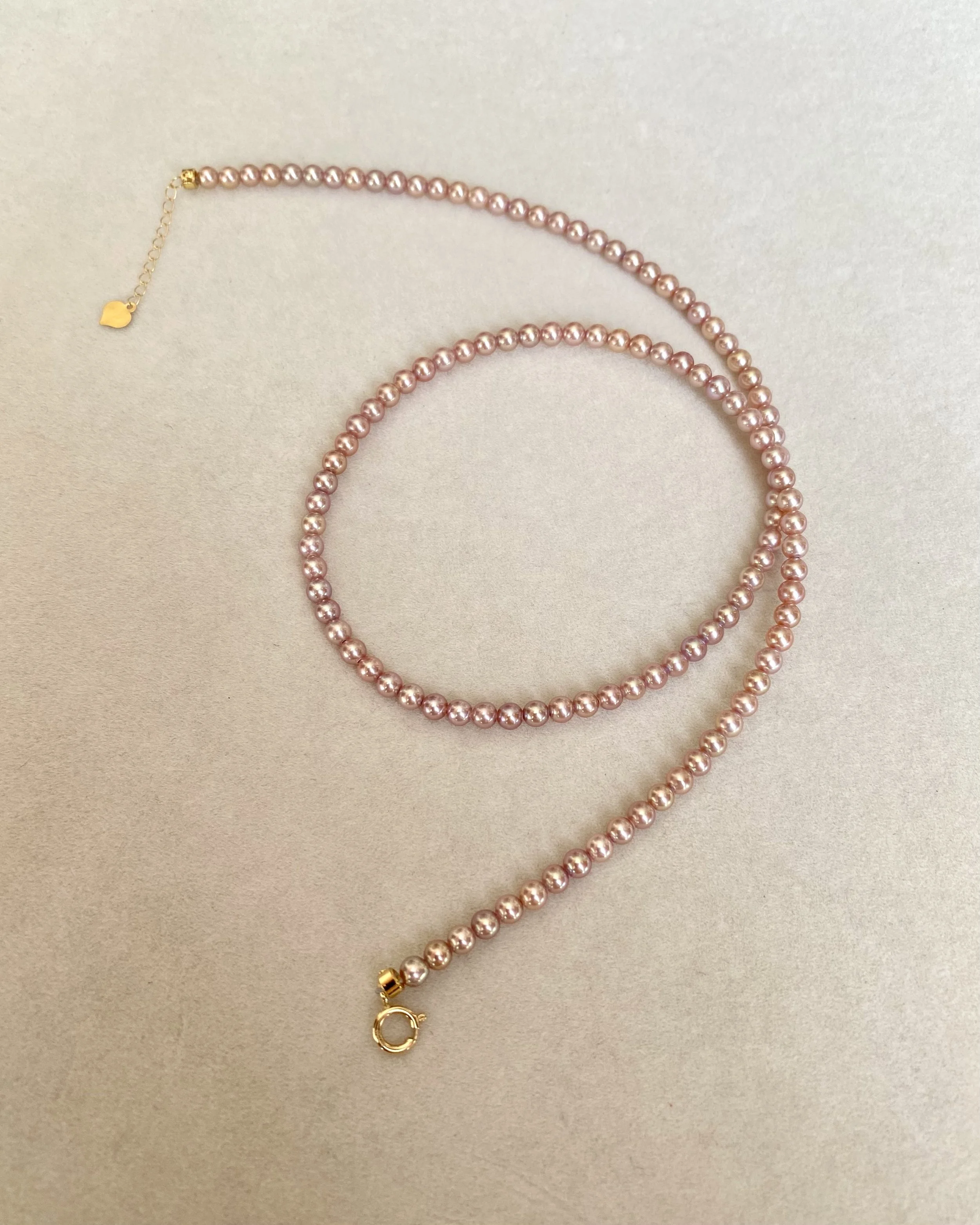 Top-Gr Dreamy Light Mauve Freshwater Mini Pearl Necklace, 6A Lustre, Uniform Color, 18K Gold Adjustable Clasp, Playful Everyday Luxury, Pink