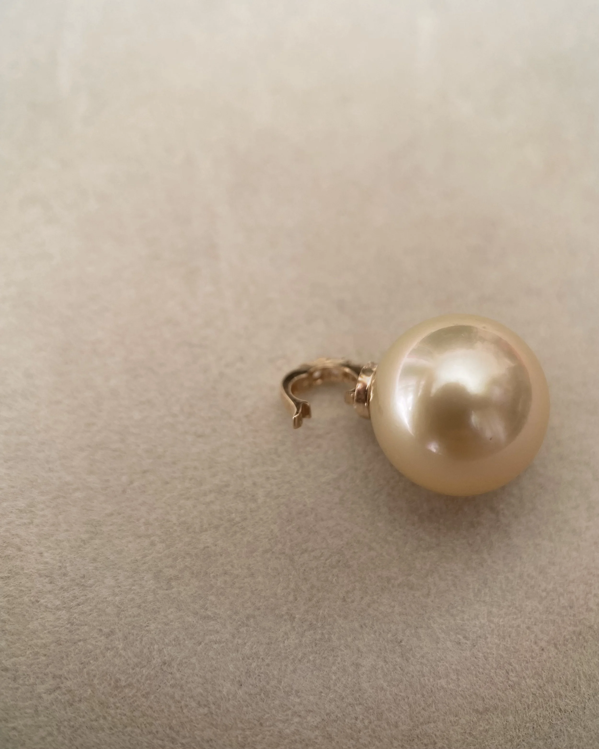 12.1mm Genuine Golden South Sea Pearl Pendant, Solid 18K Gold Clip Bail, Pavé CZ Diamond Accents, Mirror-Like Lustre, Gift For Her Starlit Pearls